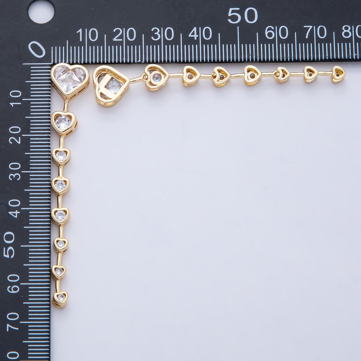18K Gold Filled Clear Multicolor Heart CZ Bezel Gradient Drop Bead Gemstone Connector for Necklace or Earring Making DIY Supply | B419