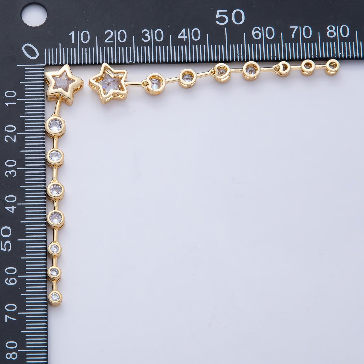 18K Gold Filled Star Round Clear CZ Bezel Drop Bead Gemstone Connector for Necklace or Earring Making DIY Jewelry Supply | B428