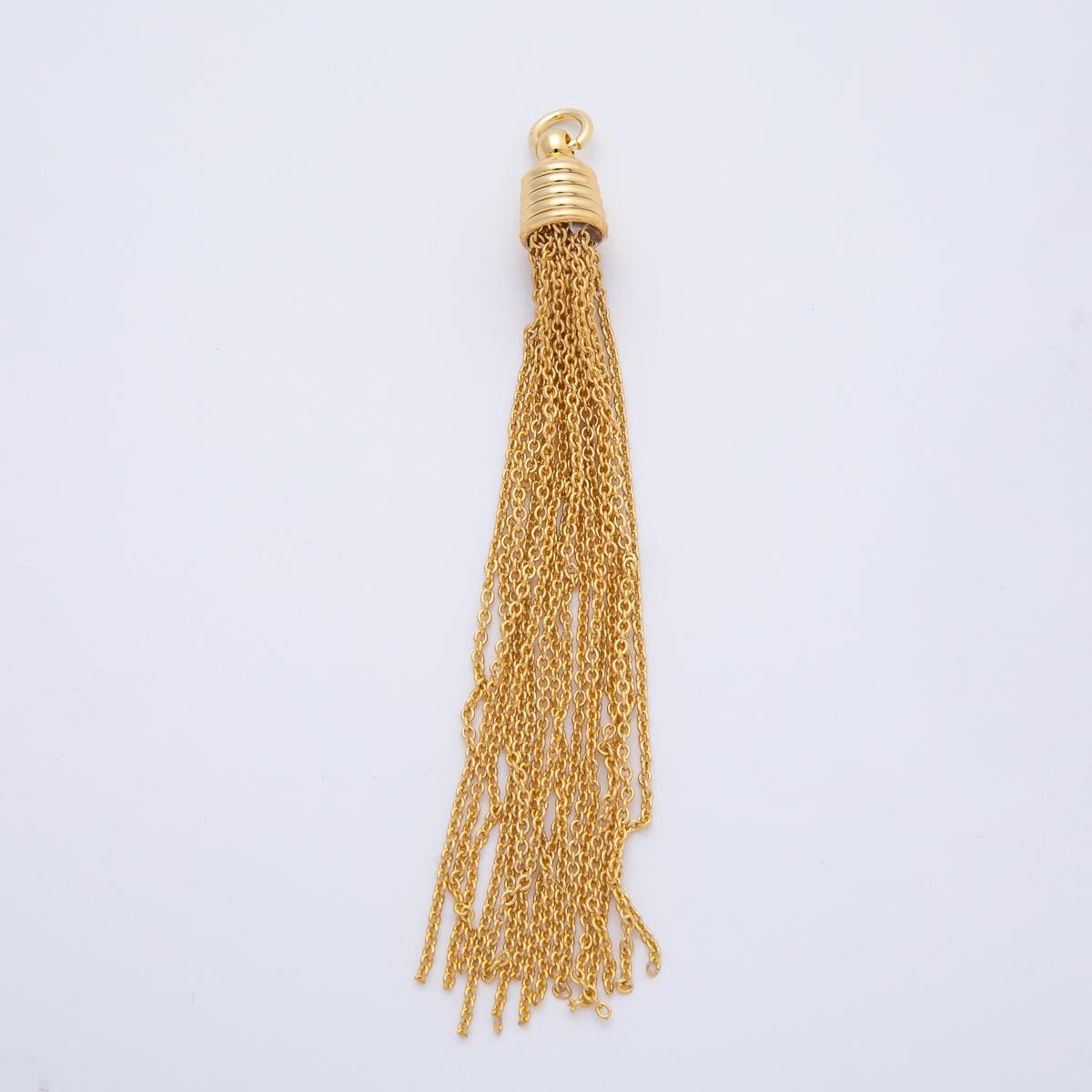 18K Gold Filled 84mm Ethnic Cone Cap Long Tassel Cable Chain Drop Charm | AF1401