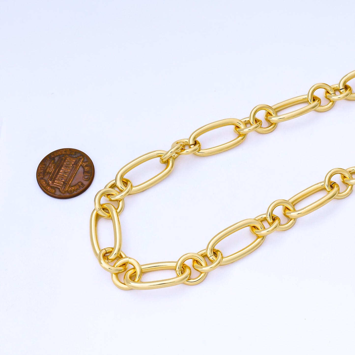 24K Gold Filled 11mm Paperclip Link Unfinished Chain by Yard DIY Jewelry making and supply Handmade Jewelry | Roll-1747