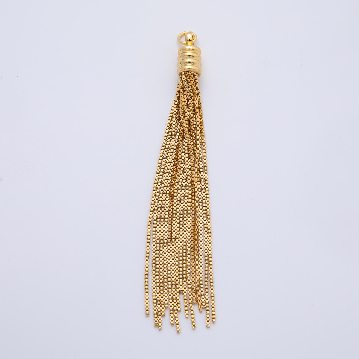 18K Gold Filled 76mm Twisted Cone Cap Tassel Curb Chain Drop Charm | AF1402