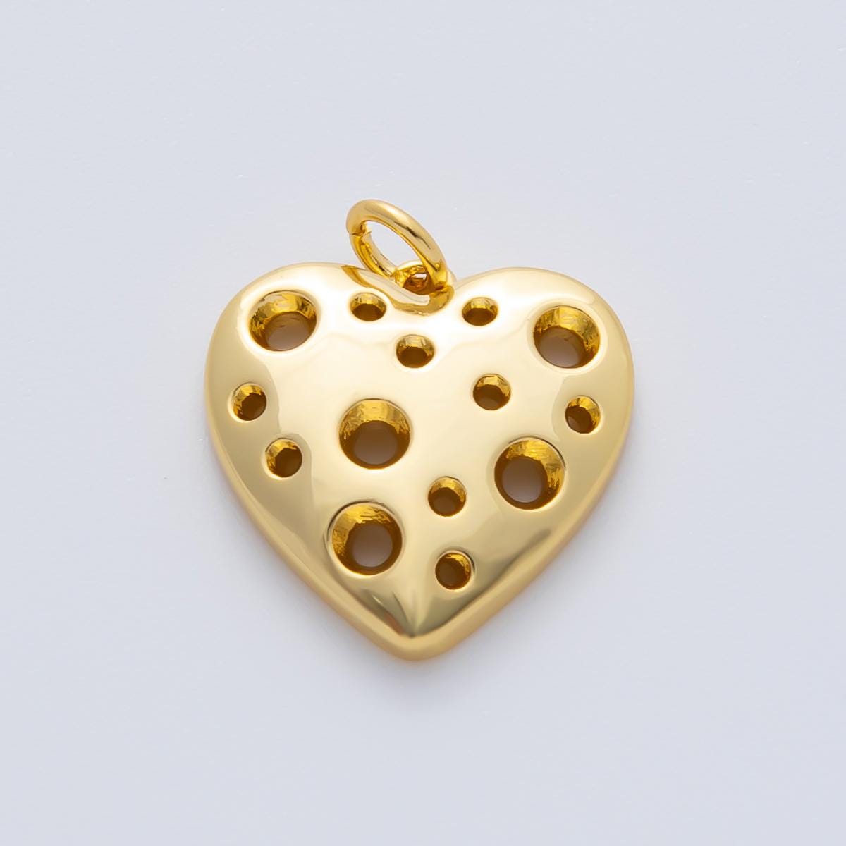 18K Gold Filled 15mm Open Dotted Heart Charm | AF1413