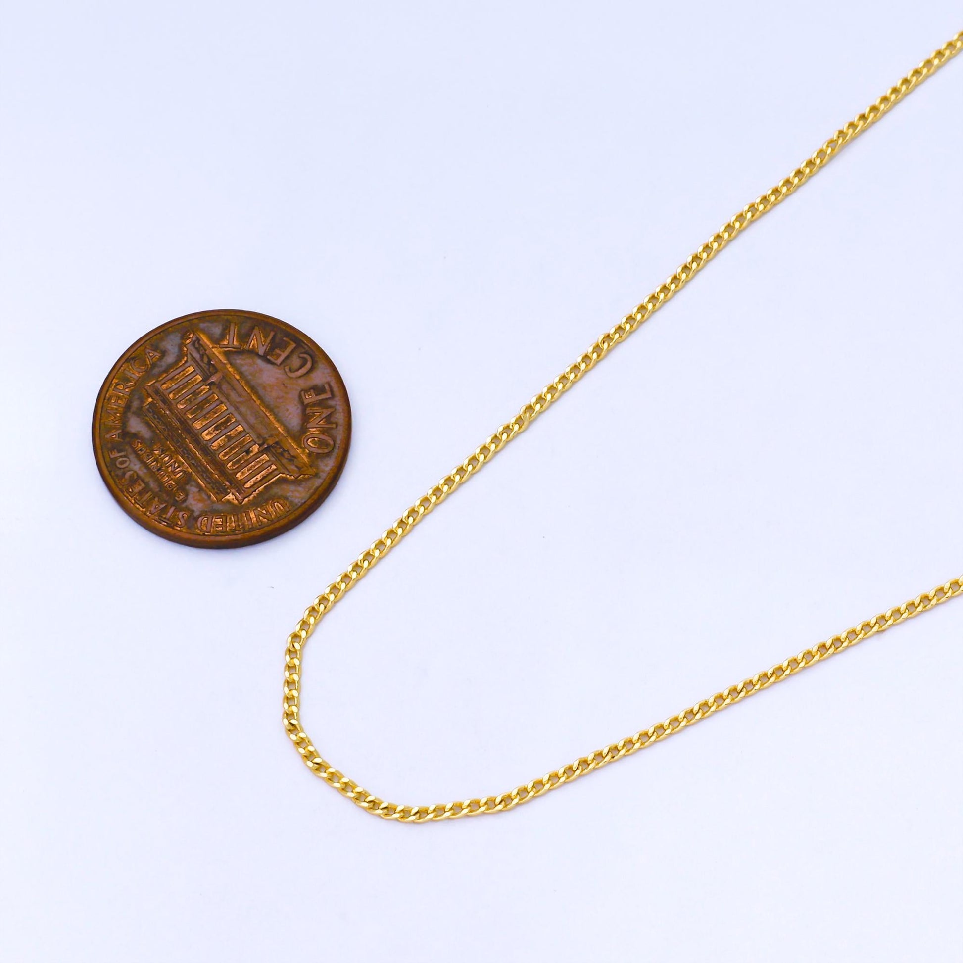 24K Gold Filled 1.3mm Dainty Minimalist Curb Unfinished Chain by Yard DIY Jewelry making and supply Handmade Jewelry | Roll-1748