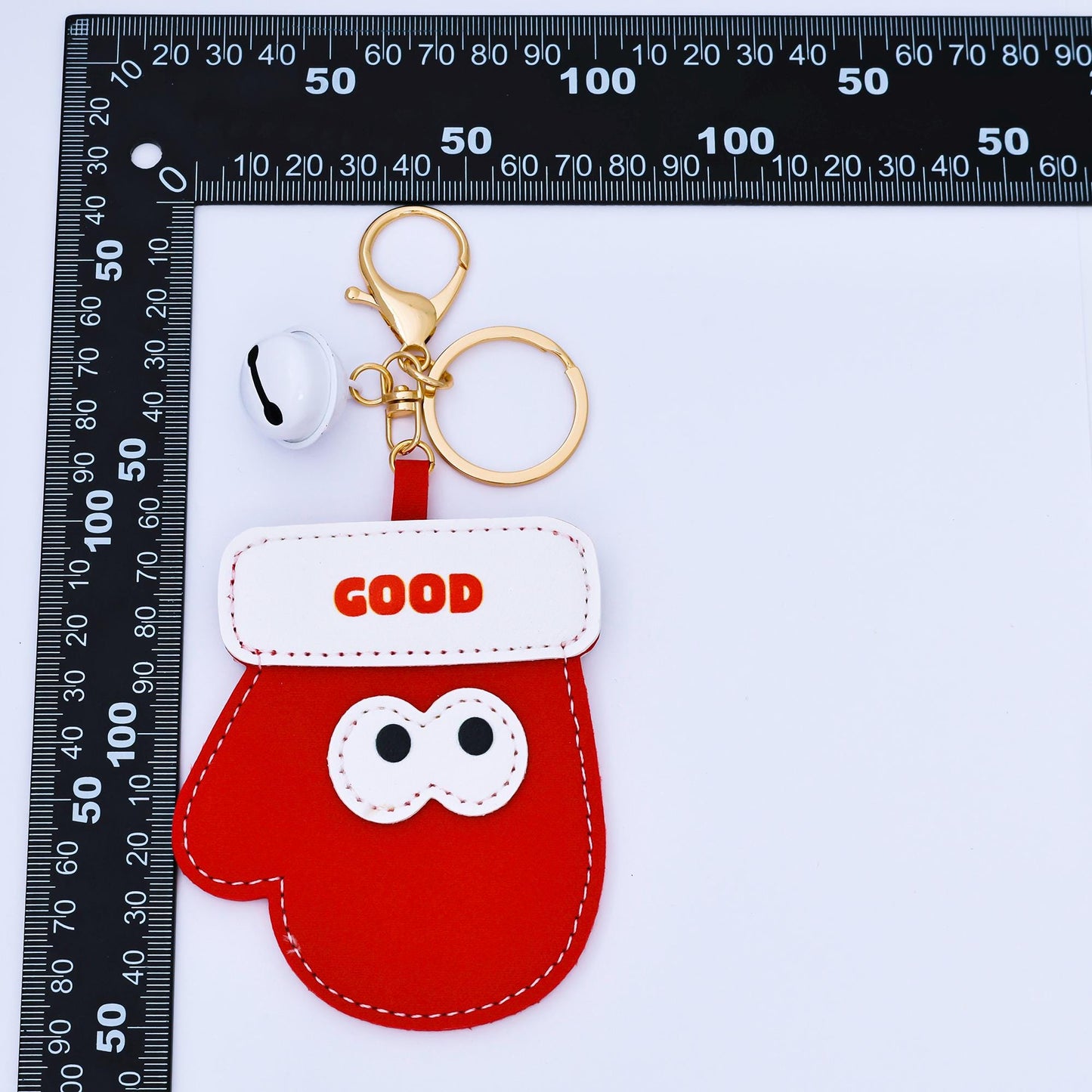 Limited Edition Christmas Tree Santa Clause Mitten Faux Leather Clip On Bag Charm Keychain with Bell for Holiday Season Gift Idea | WB-00203