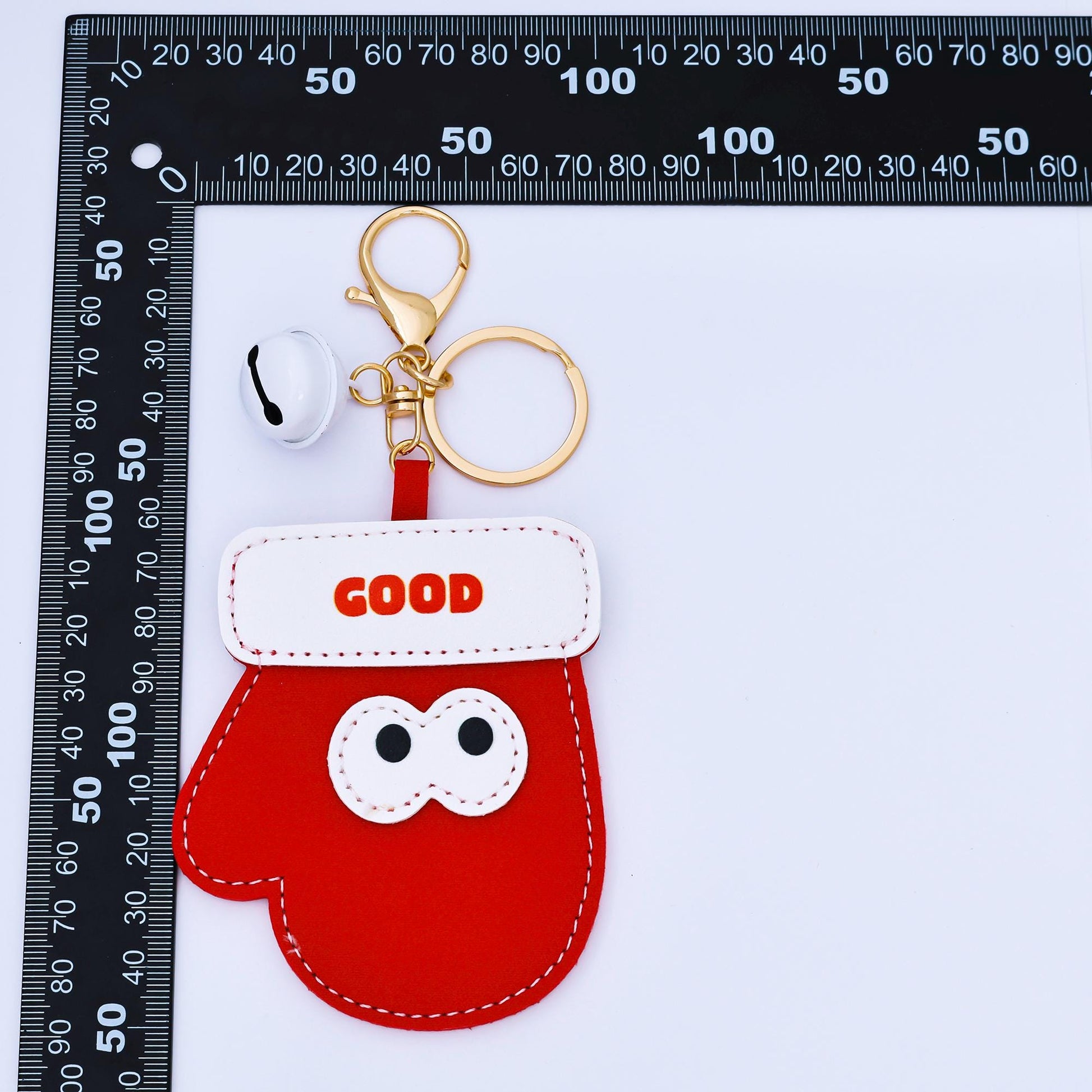 Limited Edition Christmas Tree Santa Clause Mitten Faux Leather Clip On Bag Charm Keychain with Bell for Holiday Season Gift Idea | WB-00203