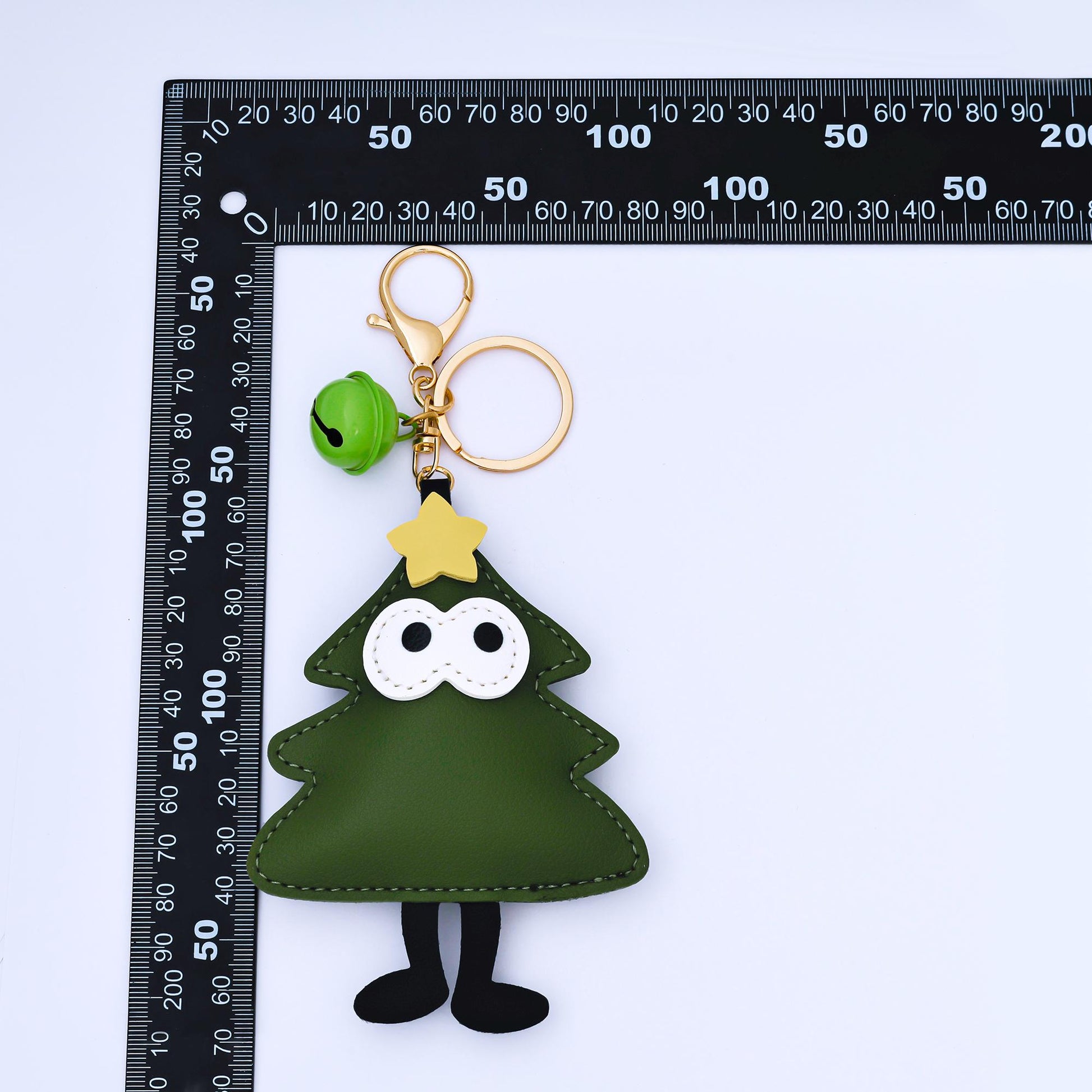 Limited Edition Christmas Tree Santa Clause Mitten Faux Leather Clip On Bag Charm Keychain with Bell for Holiday Season Gift Idea | WB-00203