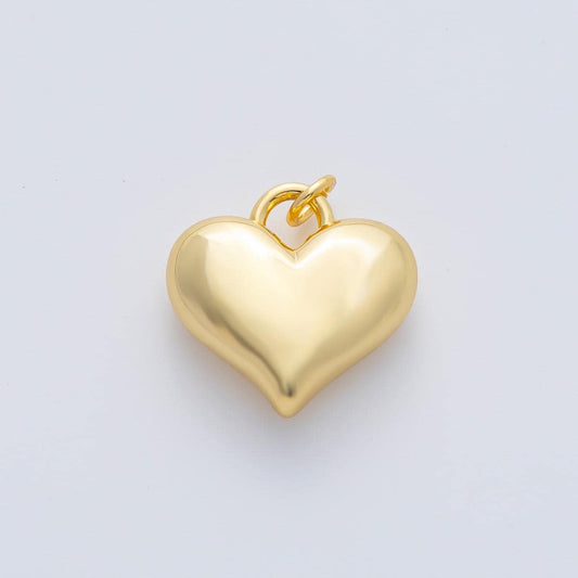 18K Gold Filled 16mm Minimalist Chubby Heart Charm | AF1416