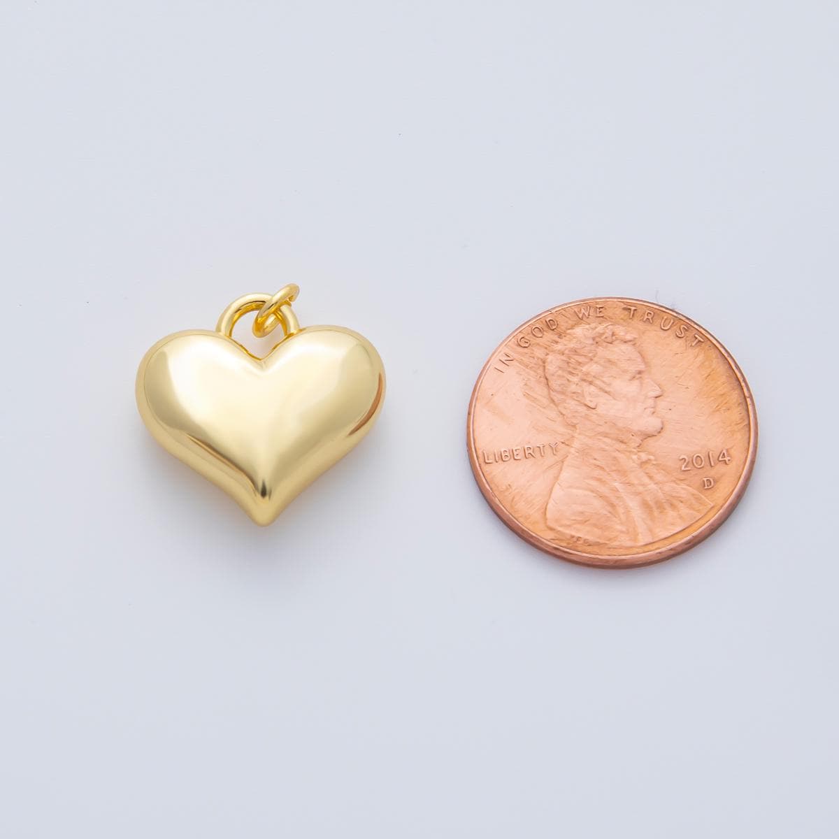 18K Gold Filled 16mm Minimalist Chubby Heart Charm | AF1416