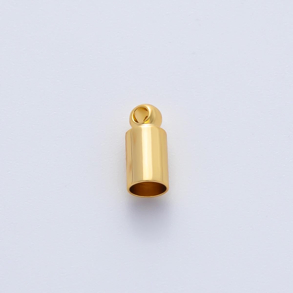 18K Gold Filled 3mm Thin Barrel Tube End Cap Loop Finding by 6 Pieces / Set | Z1440