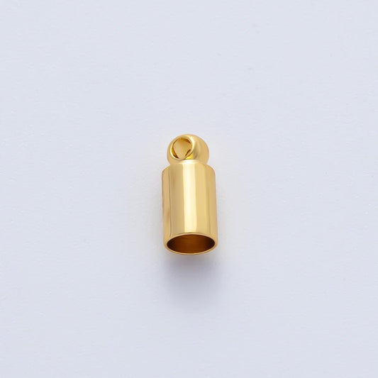 18K Gold Filled 3mm Thin Barrel Tube End Cap Loop Finding by 6 Pieces / Set | Z1440
