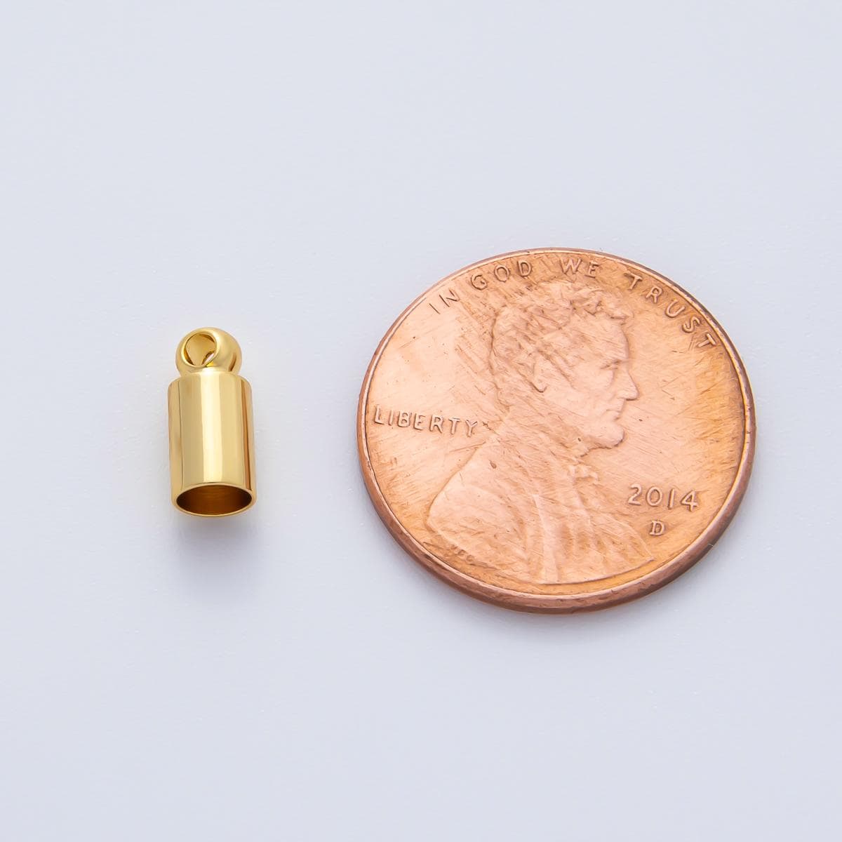 18K Gold Filled 3mm Thin Barrel Tube End Cap Loop Finding by 6 Pieces / Set | Z1440