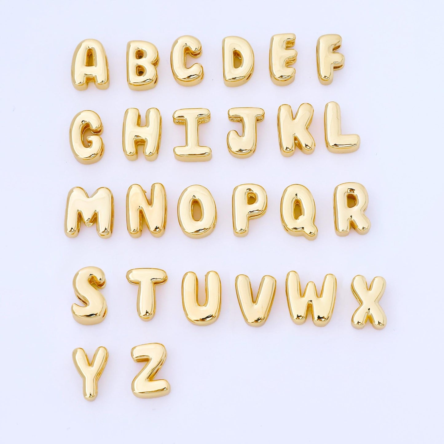 24K Gold Filled 15mm Personalized Chubby Bubble Initial Letter Alphabet Bead A~Z (select 26 Letter) Alphabet | AF079 - AF091