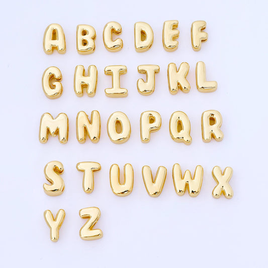 24K Gold Filled 15mm Personalized Chubby Bubble Initial Letter Alphabet Bead A~Z (select 26 Letter) Alphabet | AF079 - AF091