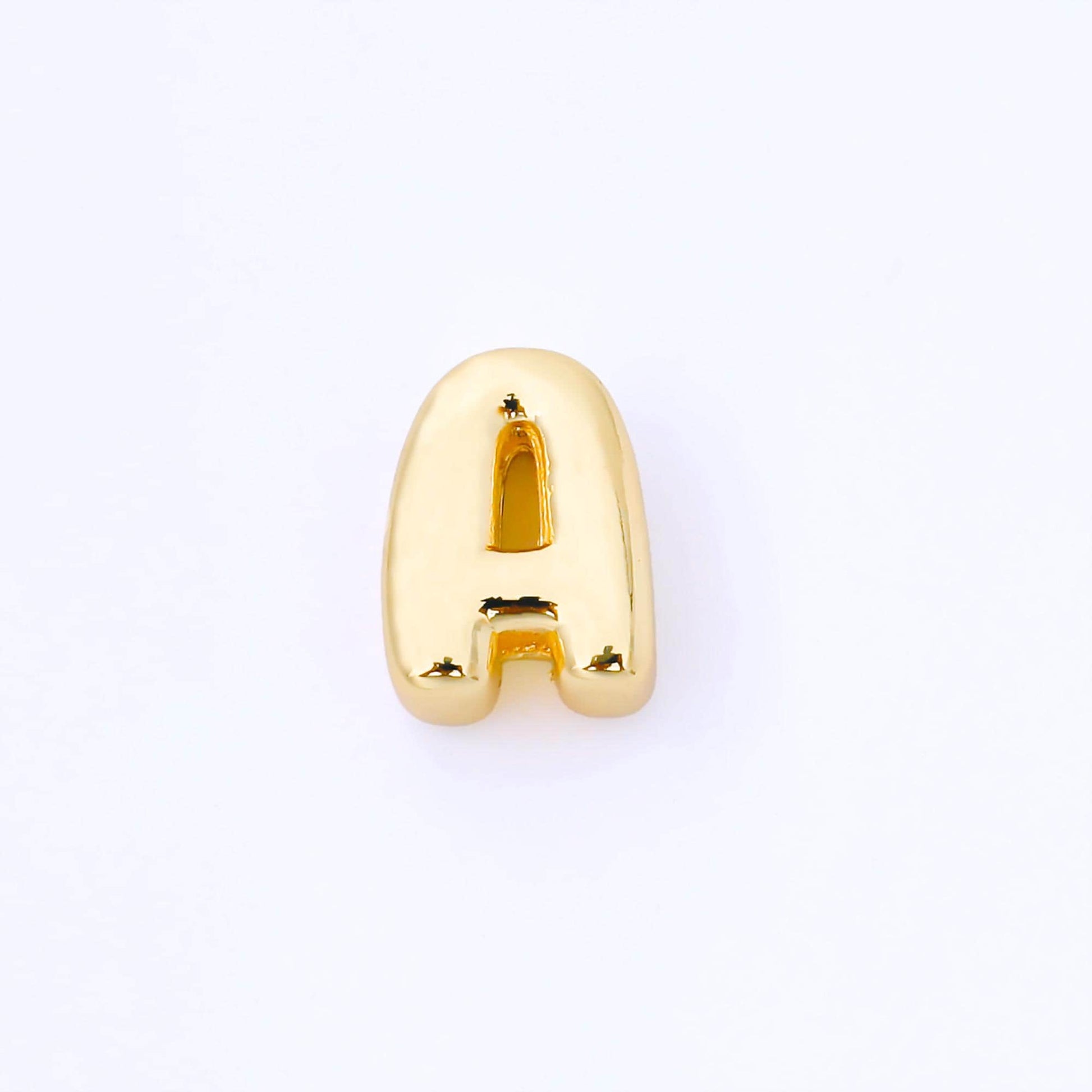 24K Gold Filled 15mm Personalized Chubby Bubble Initial Letter Alphabet Bead A~Z (select 26 Letter) Alphabet | AF079 - AF091