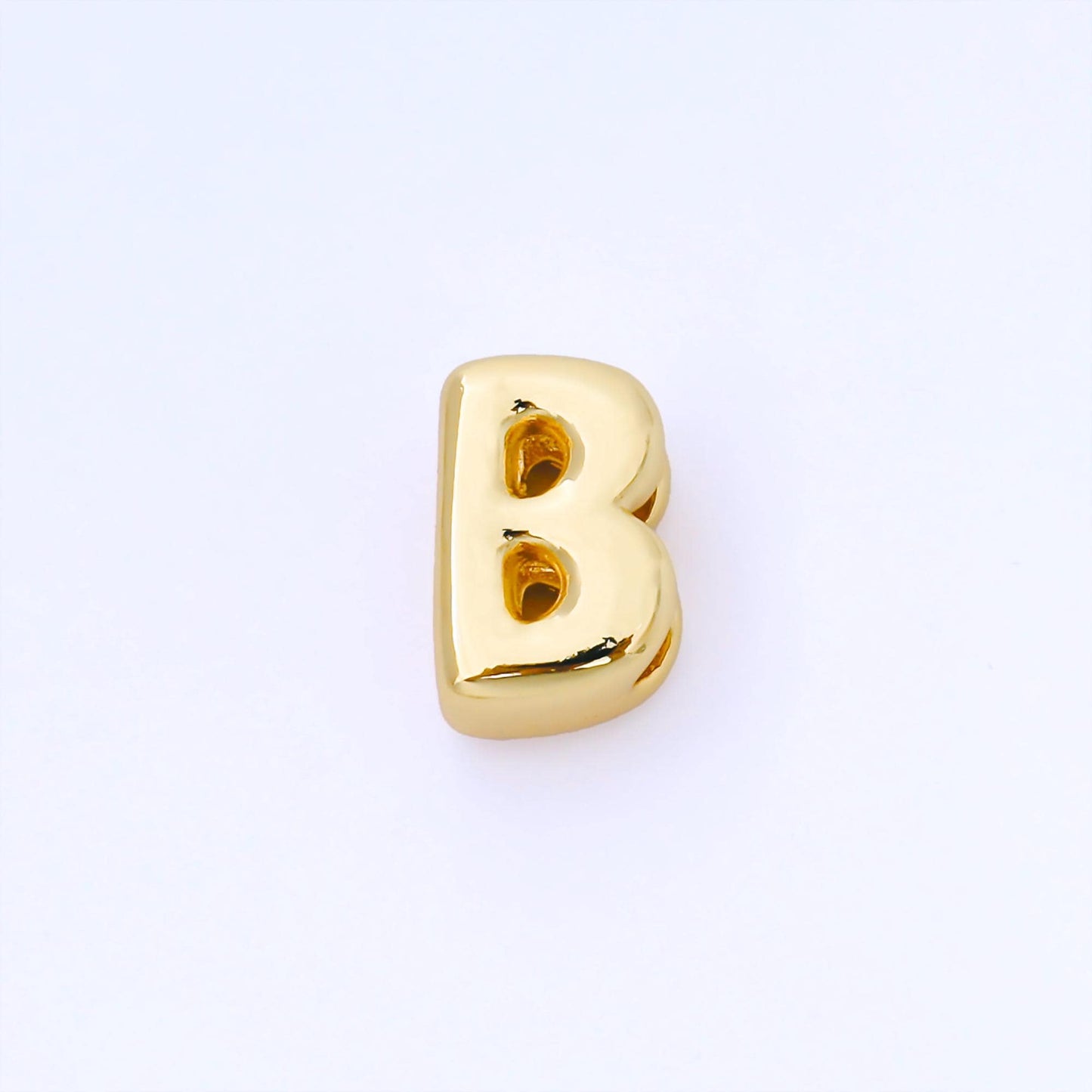 24K Gold Filled 15mm Personalized Chubby Bubble Initial Letter Alphabet Bead A~Z (select 26 Letter) Alphabet | AF079 - AF091