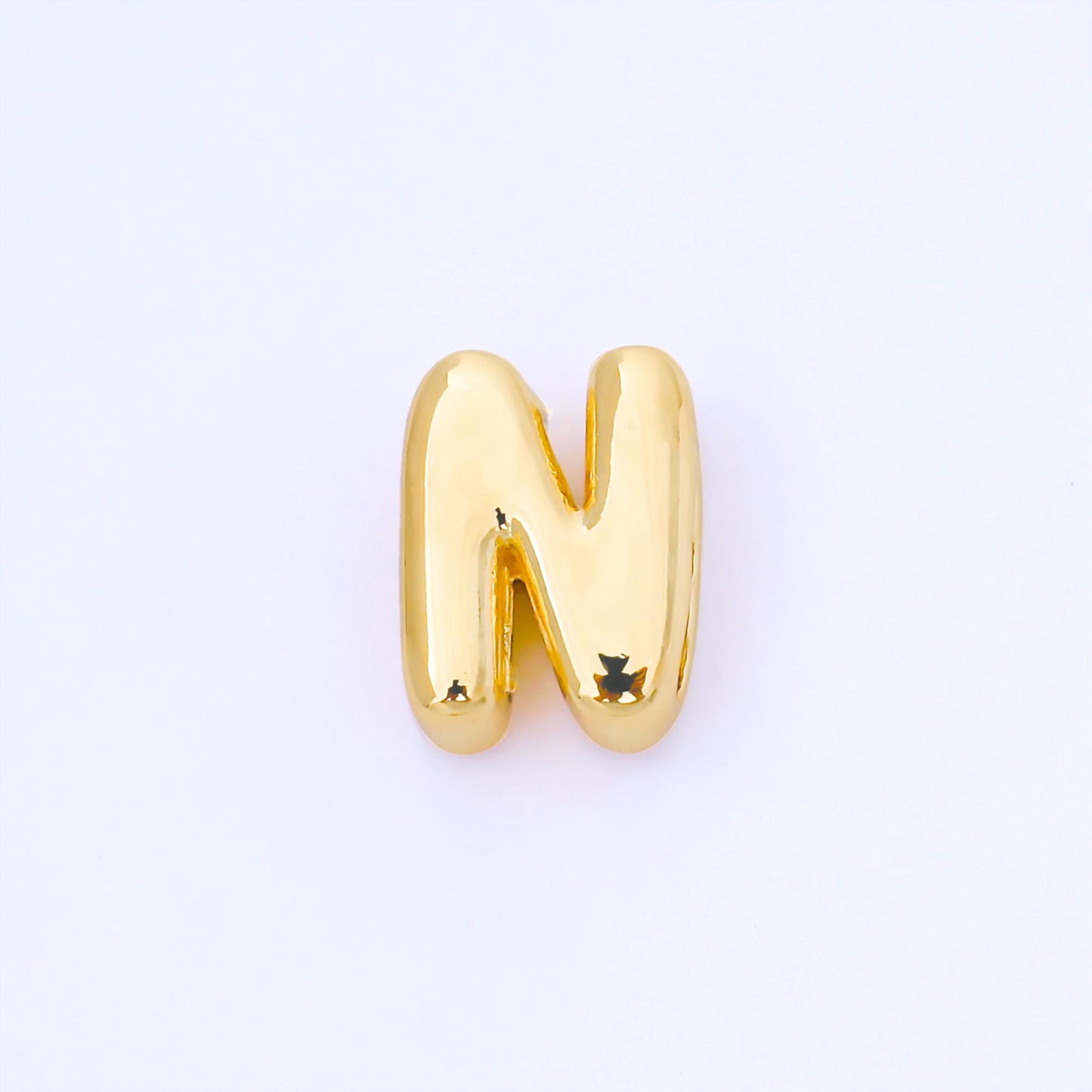 24K Gold Filled 15mm Personalized Chubby Bubble Initial Letter Alphabet Bead A~Z (select 26 Letter) Alphabet | AF079 - AF091