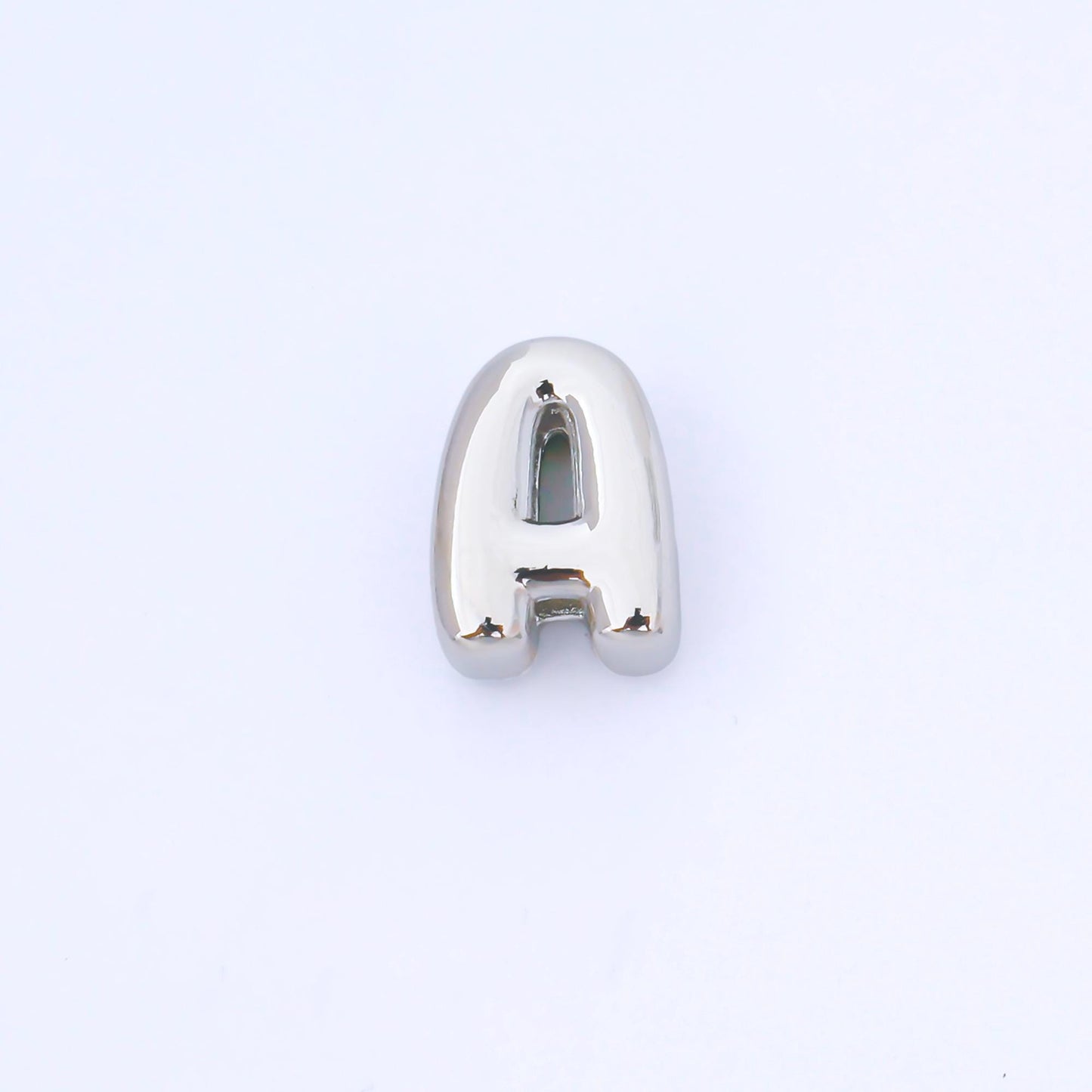 Silver 15mm Personalized Chubby Bubble Initial Letter Alphabet Bead A~Z (select 26 Letter) Alphabet | AF092 - AF104