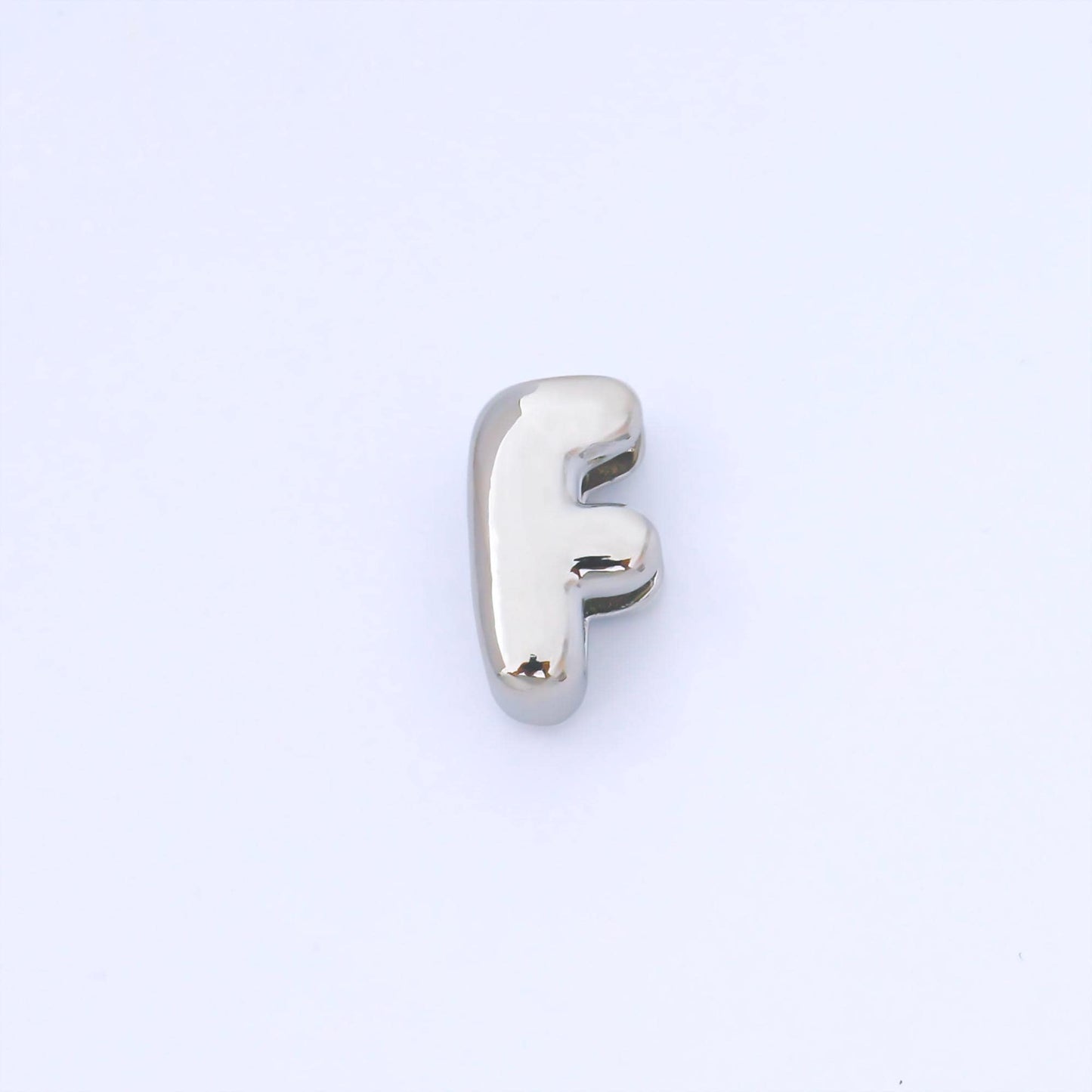 Silver 15mm Personalized Chubby Bubble Initial Letter Alphabet Bead A~Z (select 26 Letter) Alphabet | AF092 - AF104