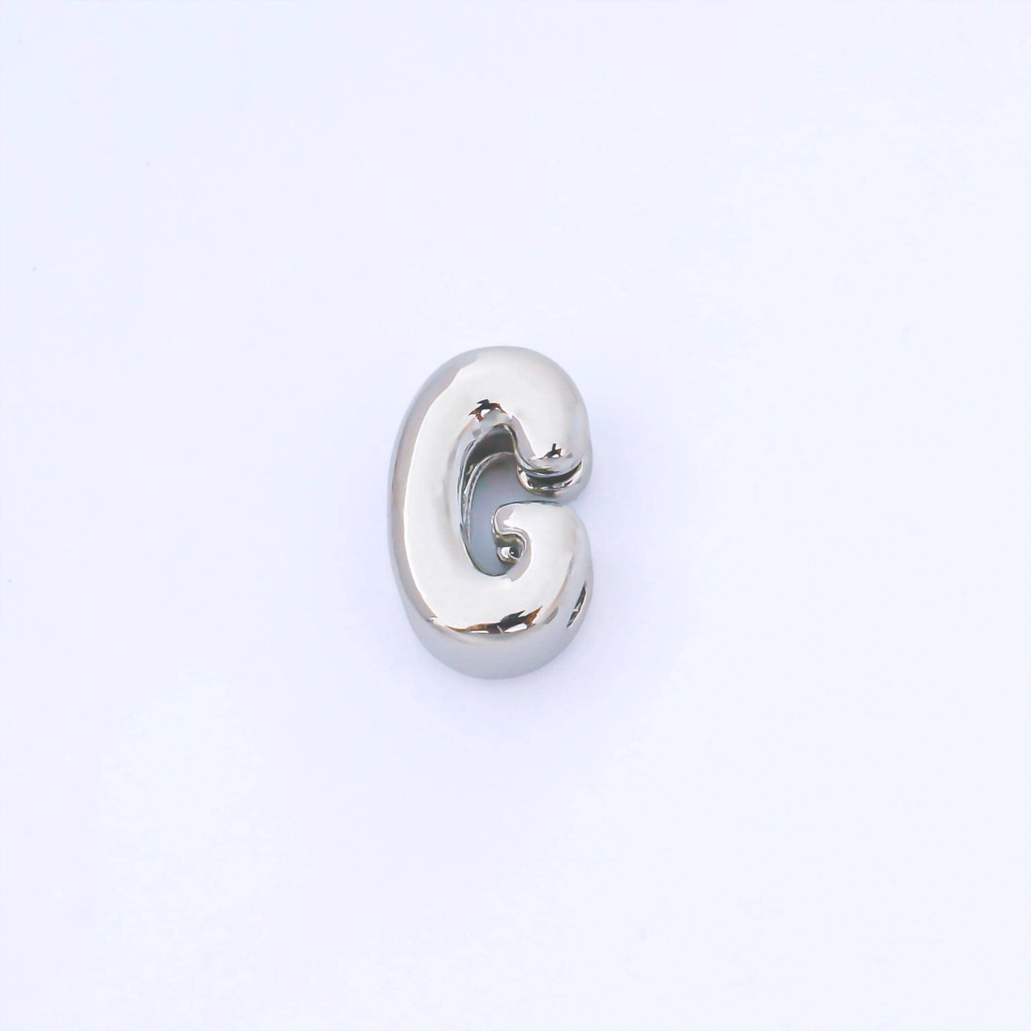 Silver 15mm Personalized Chubby Bubble Initial Letter Alphabet Bead A~Z (select 26 Letter) Alphabet | AF092 - AF104