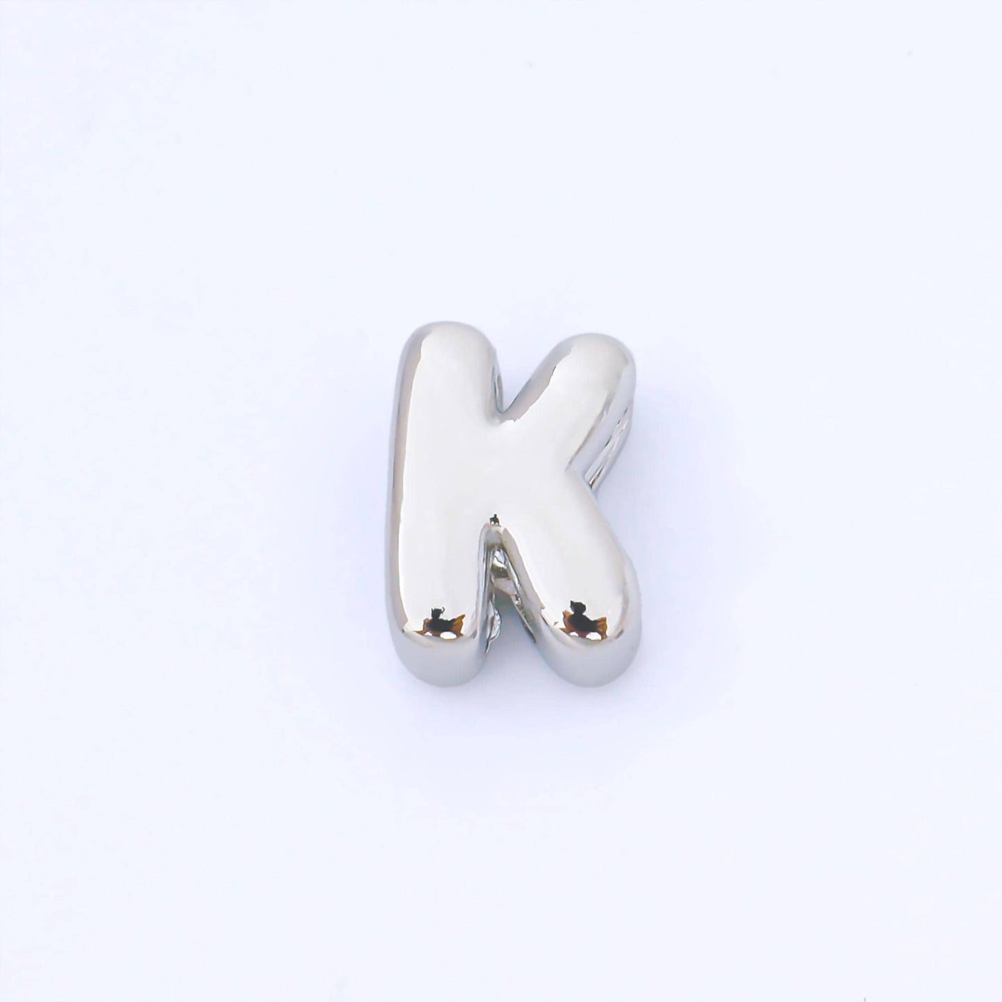 Silver 15mm Personalized Chubby Bubble Initial Letter Alphabet Bead A~Z (select 26 Letter) Alphabet | AF092 - AF104