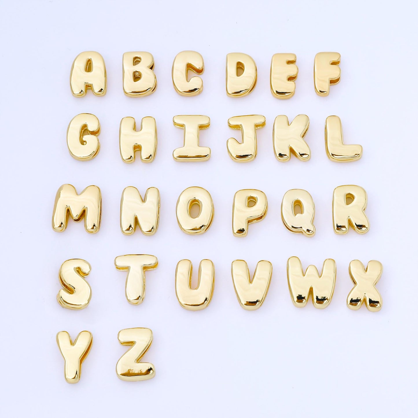 24K Gold Filled 20mm Personalized Cord Chubby Bubble Initial Letter Alphabet Bead A~Z (select 26 Letter) Alphabet | AF105 - AF117