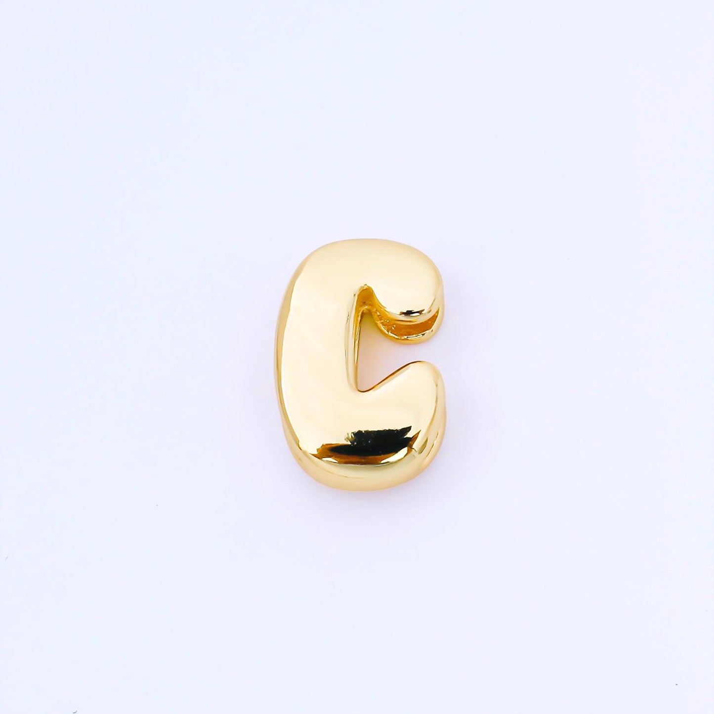 24K Gold Filled 20mm Personalized Cord Chubby Bubble Initial Letter Alphabet Bead A~Z (select 26 Letter) Alphabet | AF105 - AF117