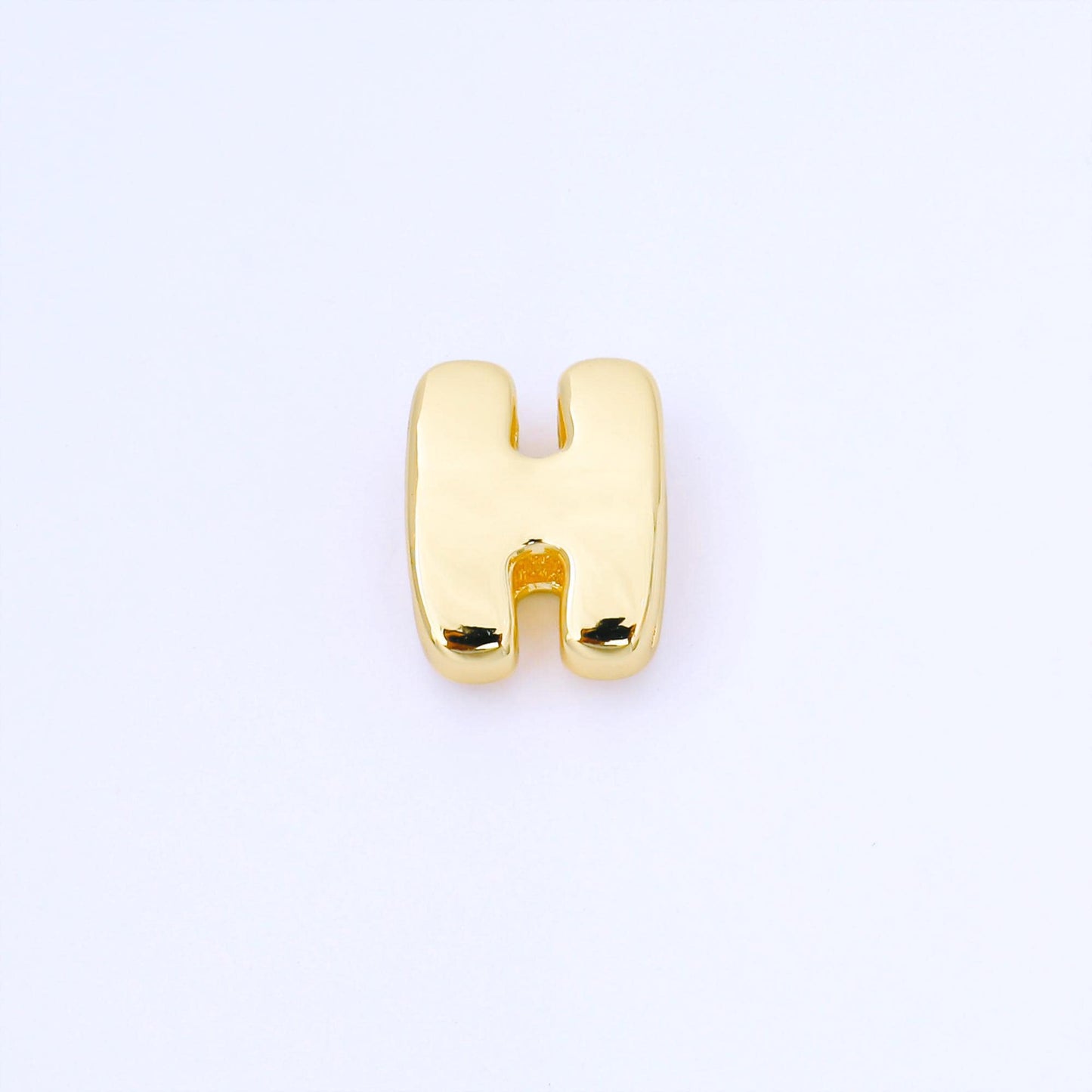 24K Gold Filled 20mm Personalized Cord Chubby Bubble Initial Letter Alphabet Bead A~Z (select 26 Letter) Alphabet | AF105 - AF117