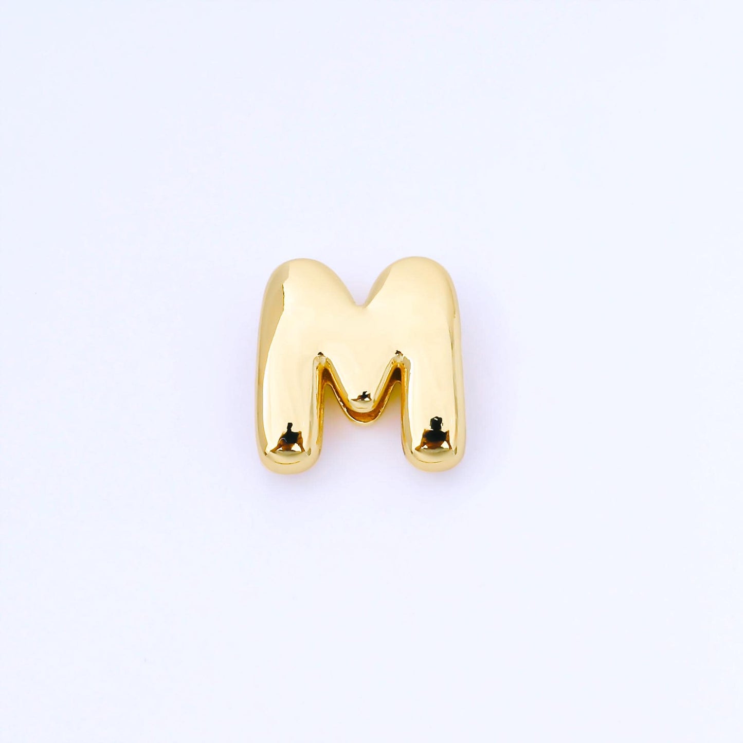 24K Gold Filled 20mm Personalized Cord Chubby Bubble Initial Letter Alphabet Bead A~Z (select 26 Letter) Alphabet | AF105 - AF117