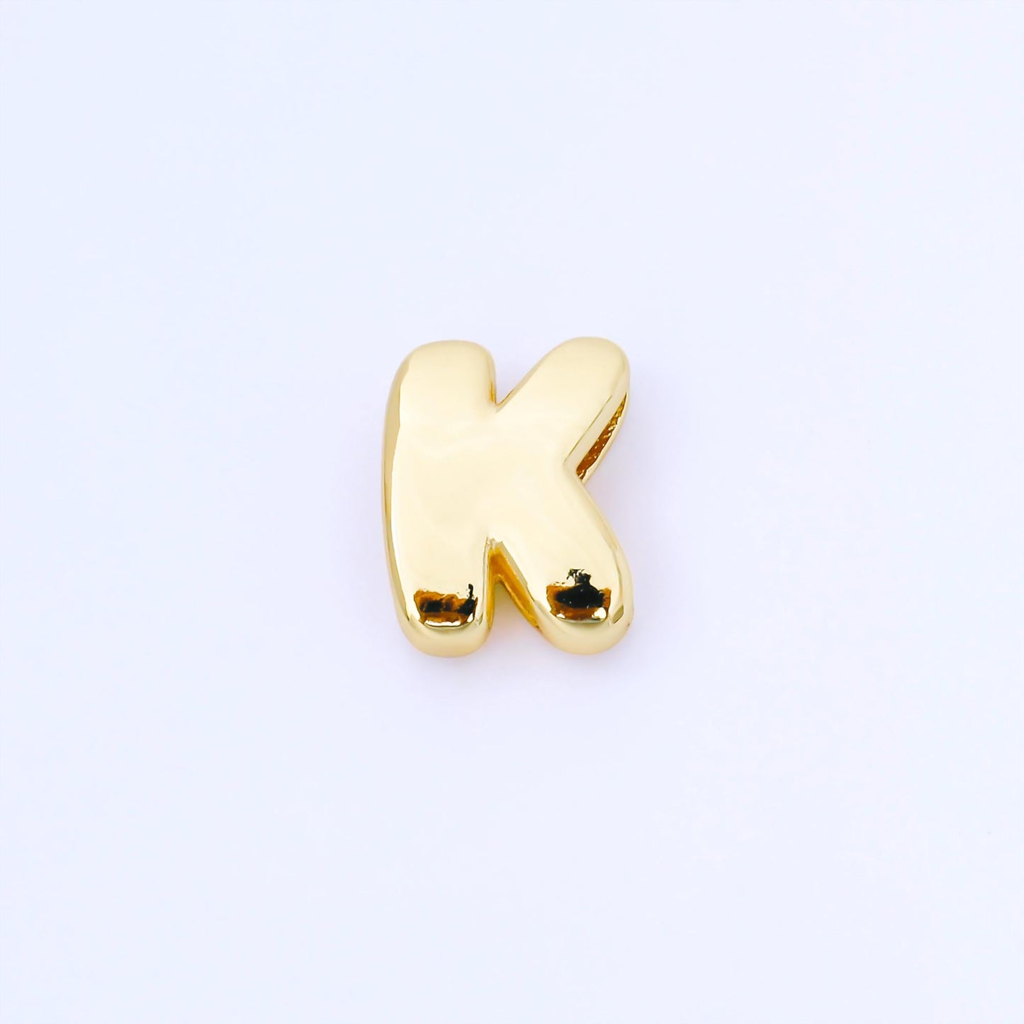 24K Gold Filled 20mm Personalized Cord Chubby Bubble Initial Letter Alphabet Bead A~Z (select 26 Letter) Alphabet | AF105 - AF117
