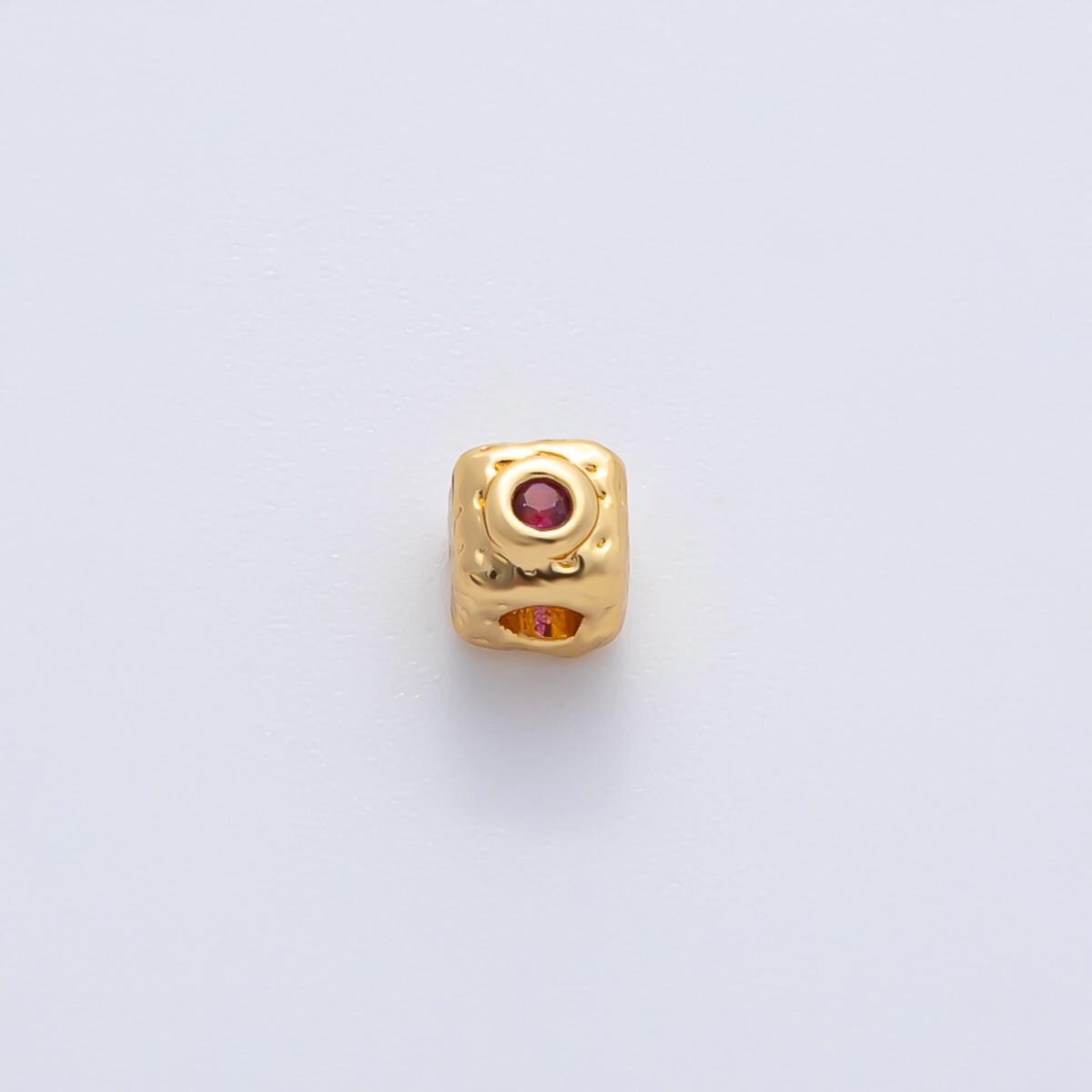 18K Gold Filled 4mm Clear, Fuchsia CZ Minimalist Cube Beads | B342