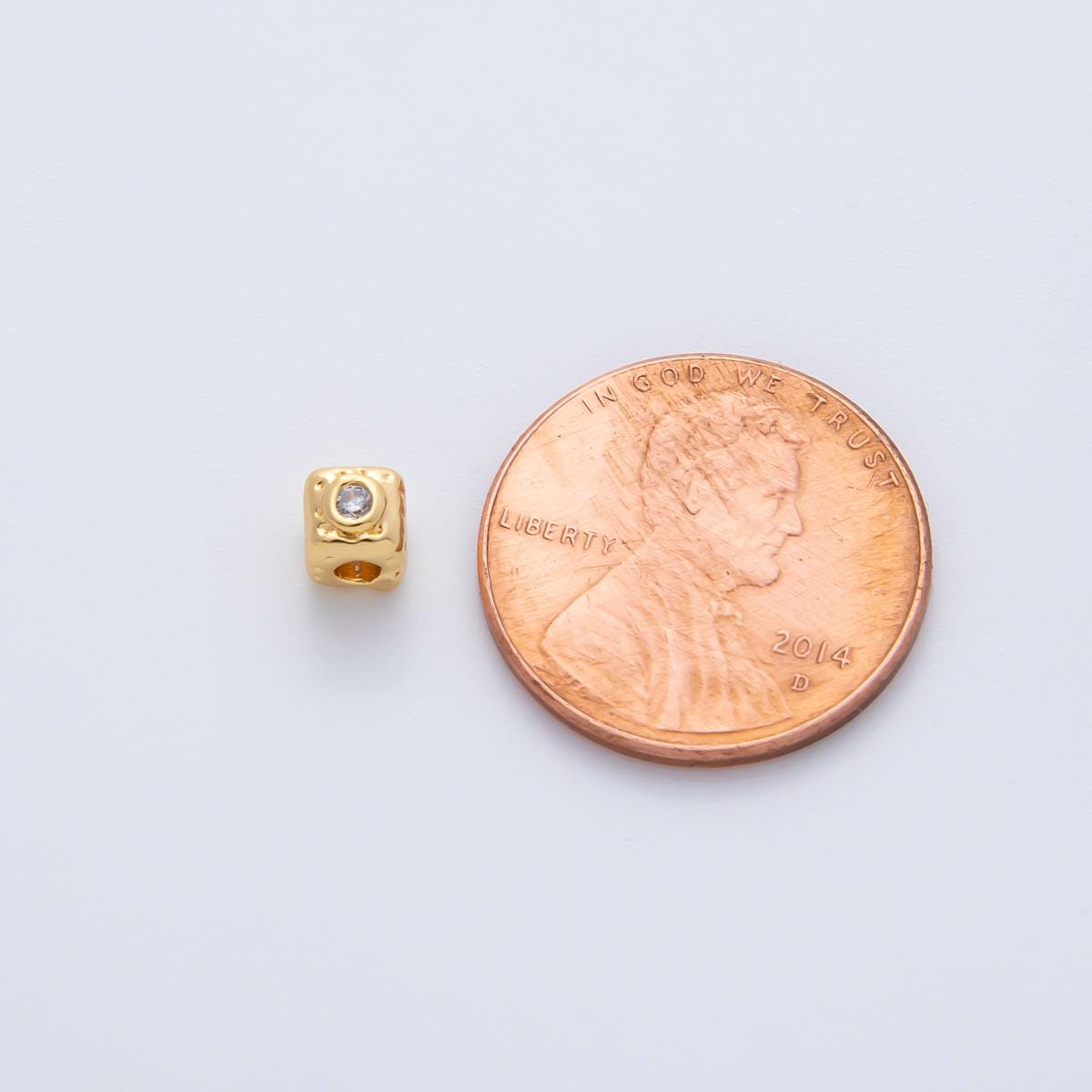 18K Gold Filled 4mm Clear, Fuchsia CZ Minimalist Cube Beads | B342