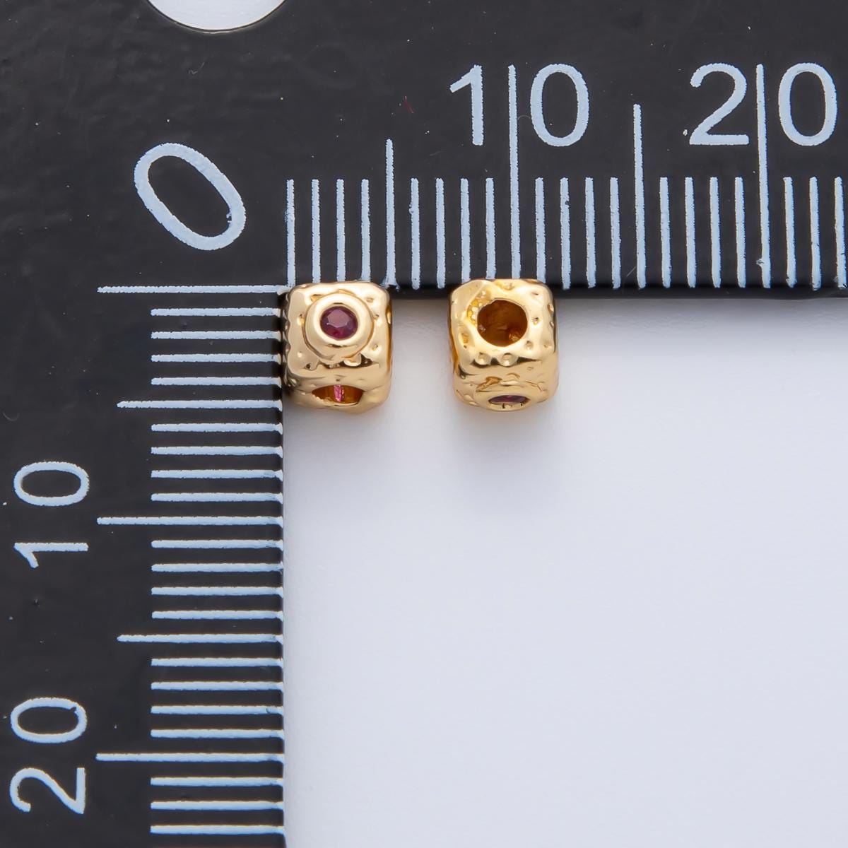 18K Gold Filled 4mm Clear, Fuchsia CZ Minimalist Cube Beads | B342