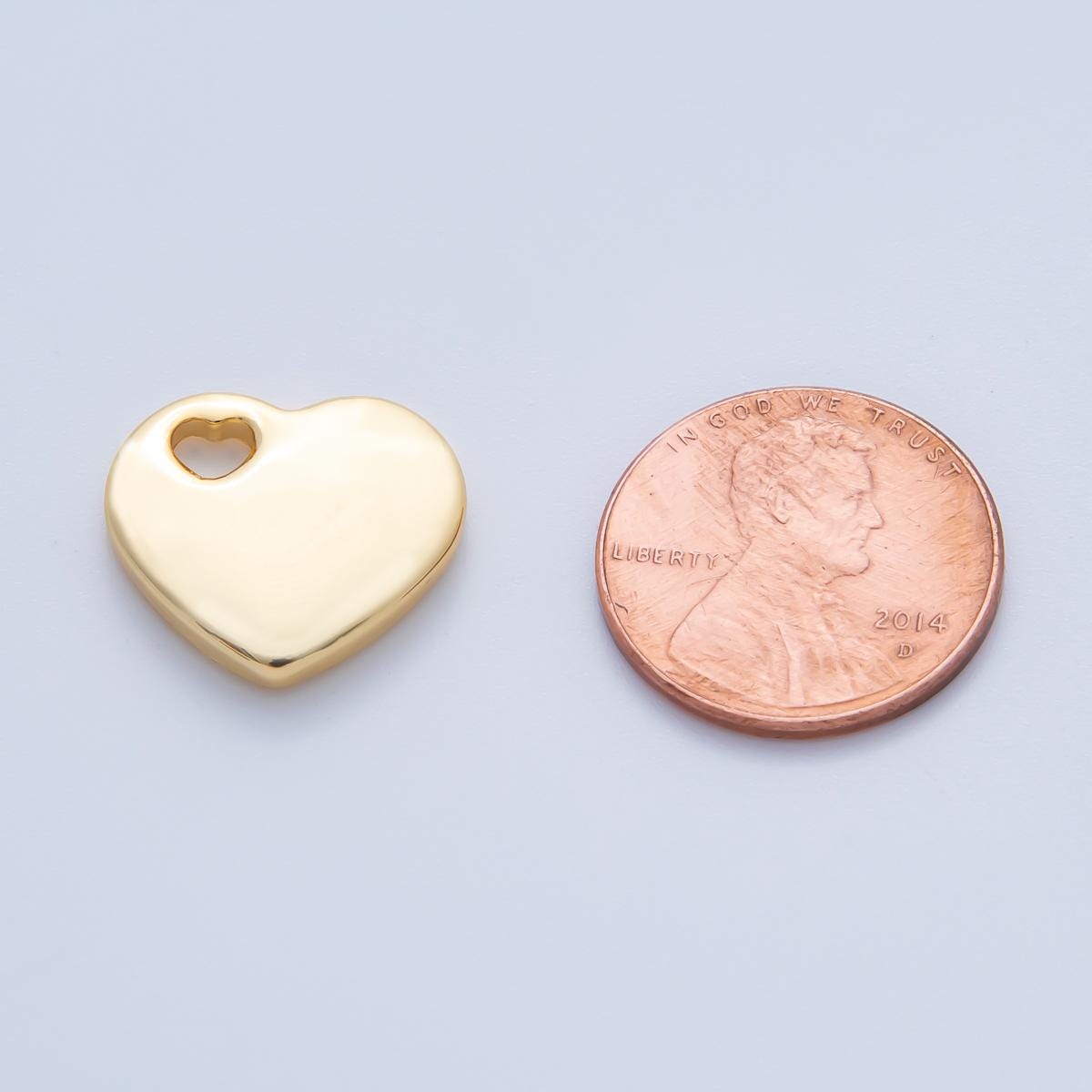18K Gold Plated 16mm Heart-Shaped Open Loop Heart Beads | B290