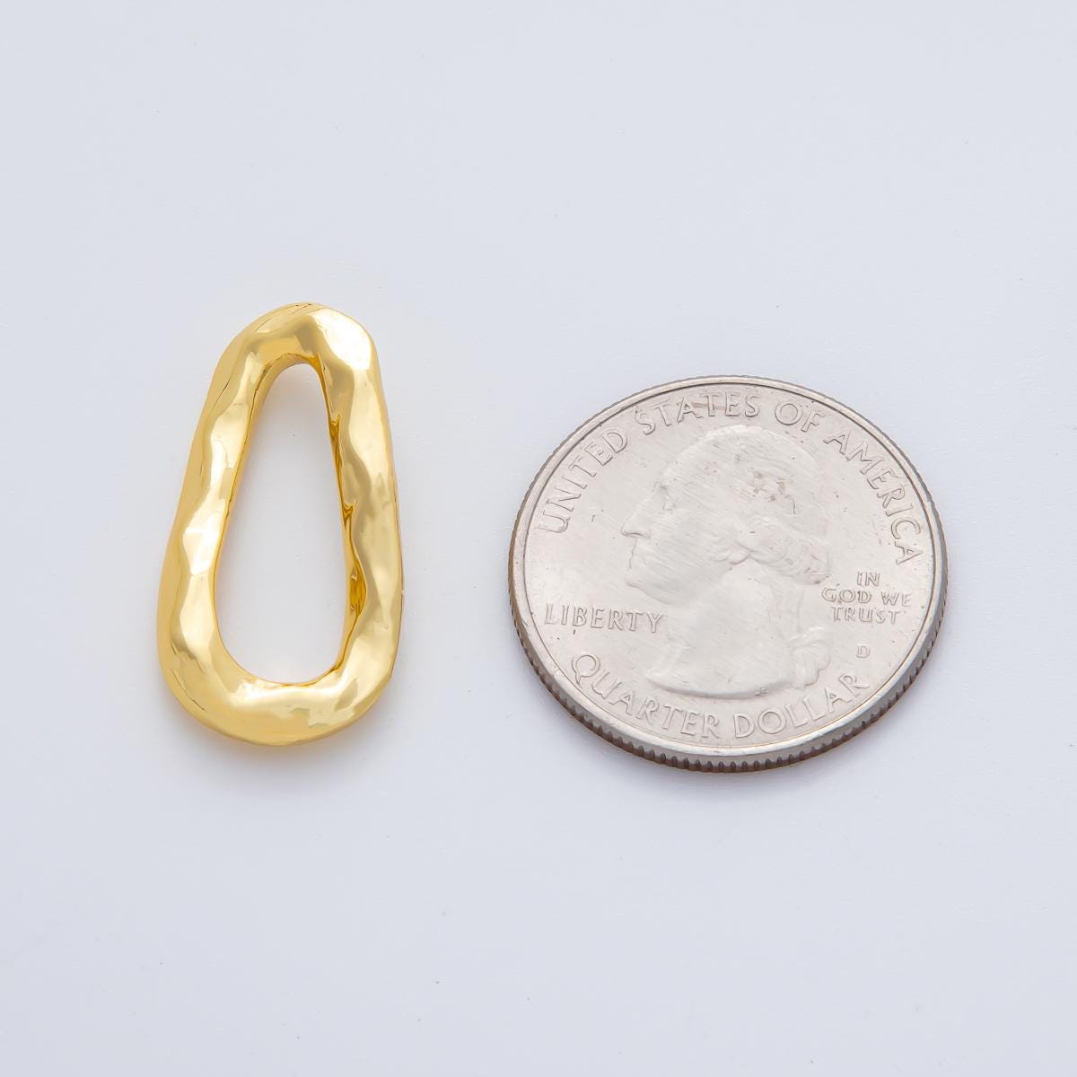 18K Gold Plated 26mm Geometrical Hammered Teardrop Finding in Gold & Silver | Z1431