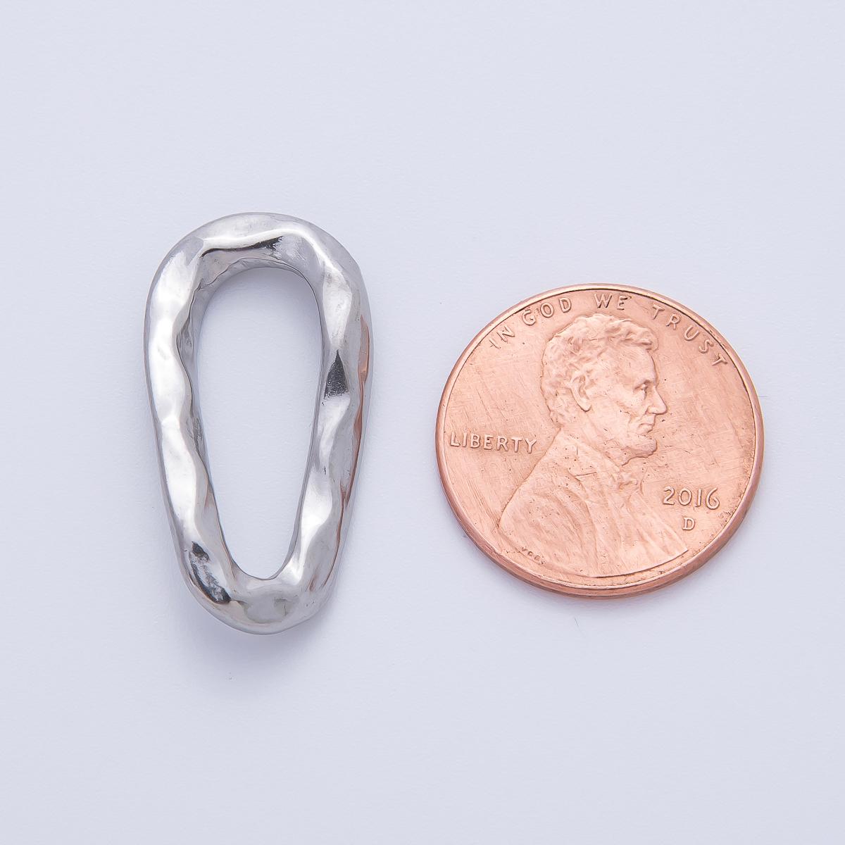 18K Gold Plated 26mm Geometrical Hammered Teardrop Finding in Gold & Silver | Z1431
