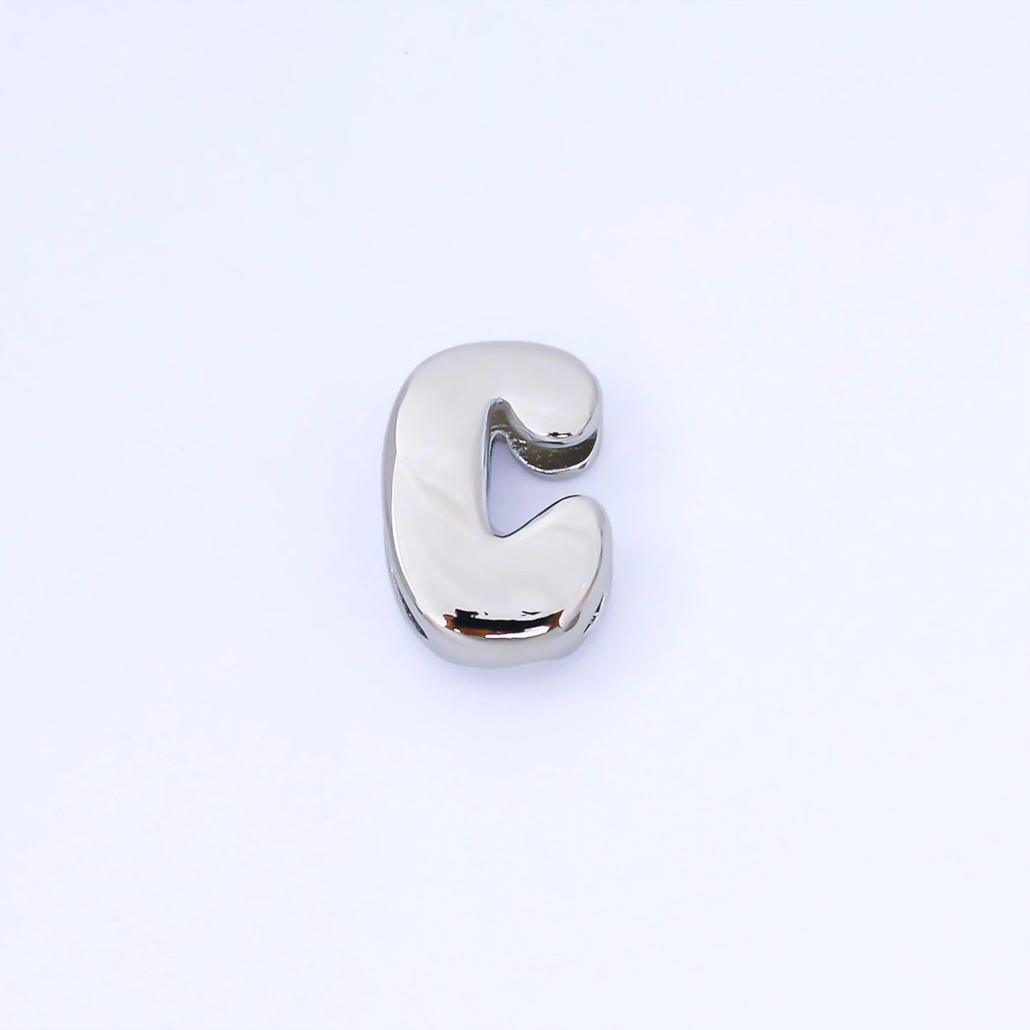 Silver 20mm Personalized Cord Chubby Bubble Initial Letter Alphabet Bead A~Z (select 26 Letter) Alphabet | AF118 - AF130