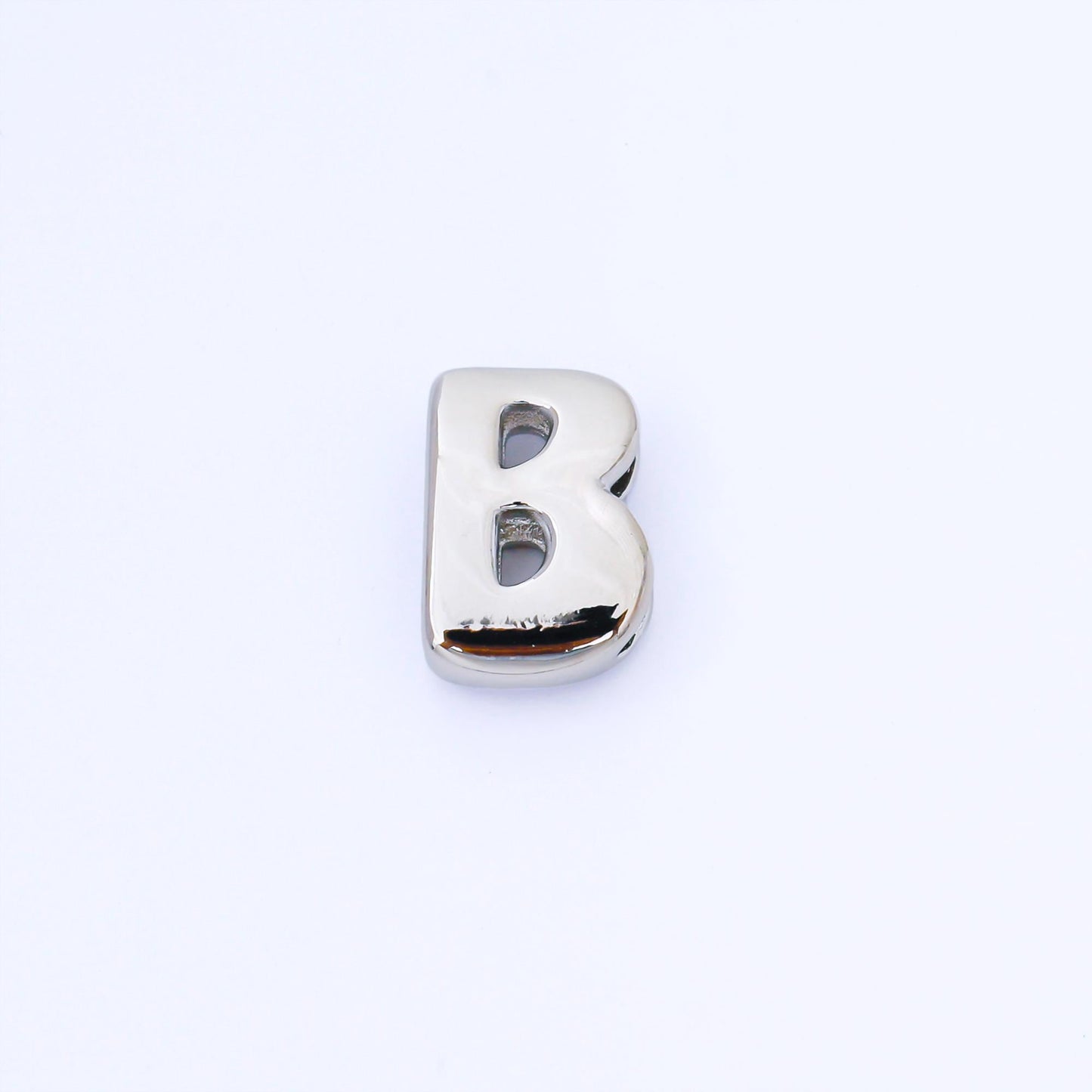 Silver 20mm Personalized Cord Chubby Bubble Initial Letter Alphabet Bead A~Z (select 26 Letter) Alphabet | AF118 - AF130