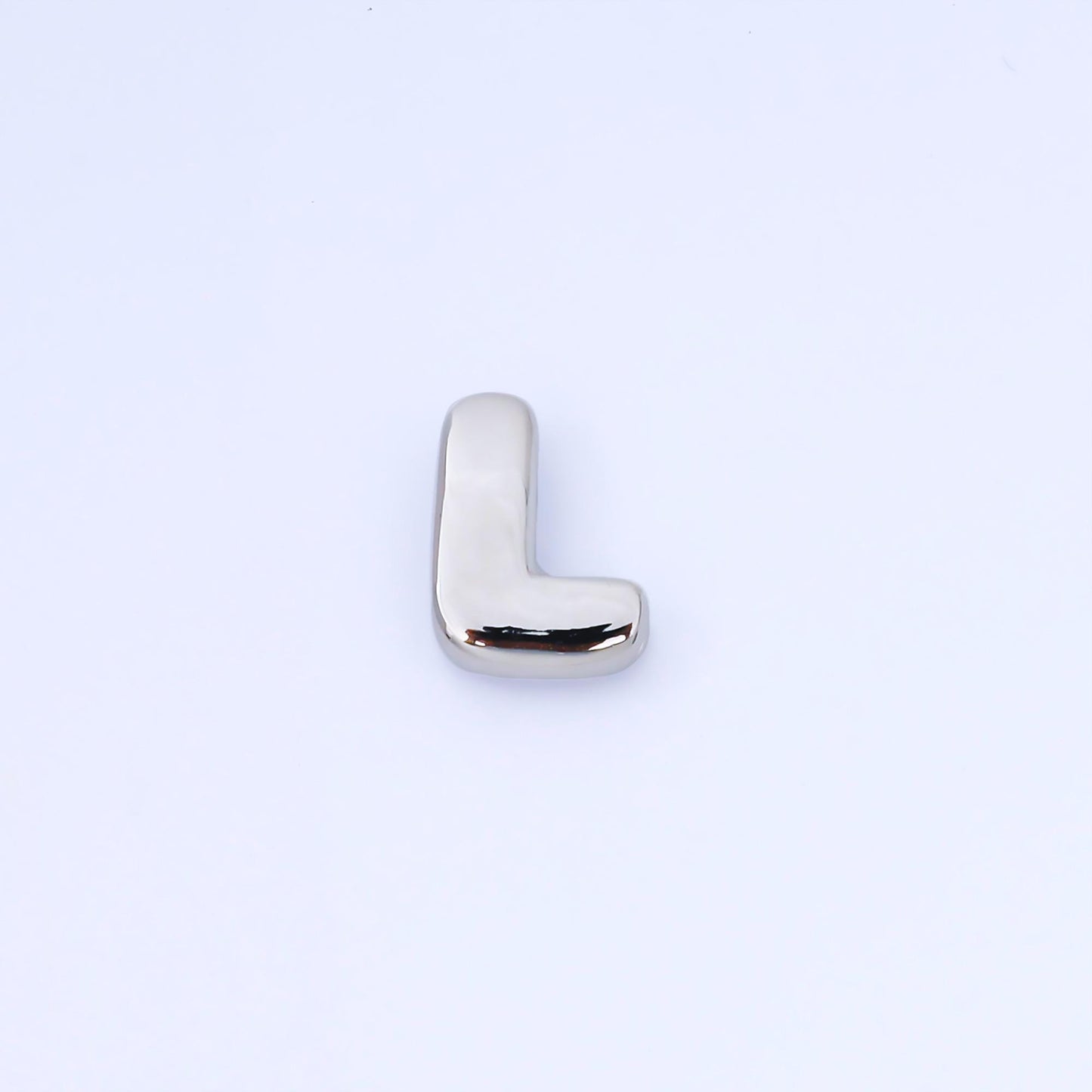 Silver 20mm Personalized Cord Chubby Bubble Initial Letter Alphabet Bead A~Z (select 26 Letter) Alphabet | AF118 - AF130