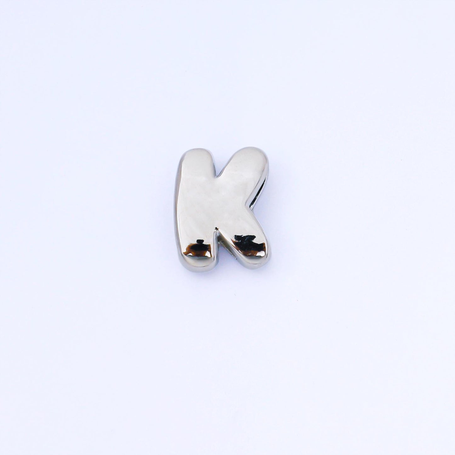Silver 20mm Personalized Cord Chubby Bubble Initial Letter Alphabet Bead A~Z (select 26 Letter) Alphabet | AF118 - AF130