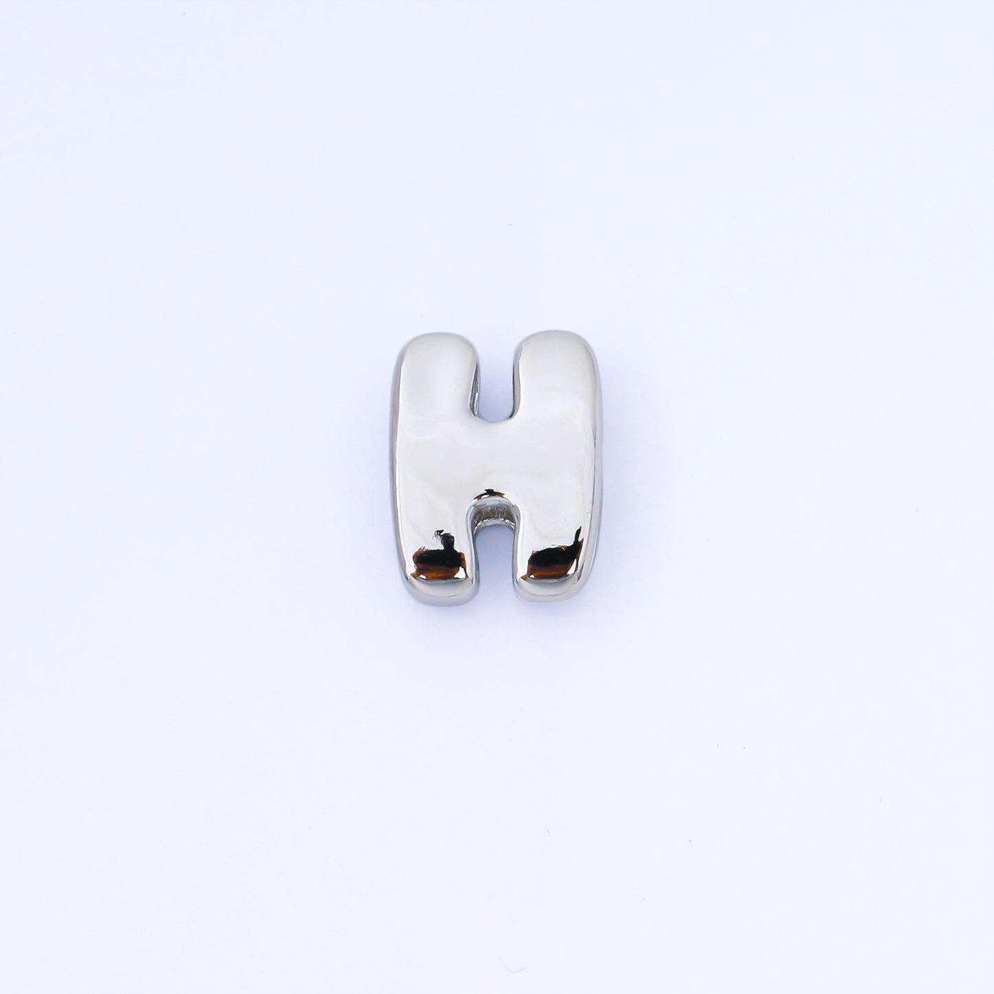 Silver 20mm Personalized Cord Chubby Bubble Initial Letter Alphabet Bead A~Z (select 26 Letter) Alphabet | AF118 - AF130