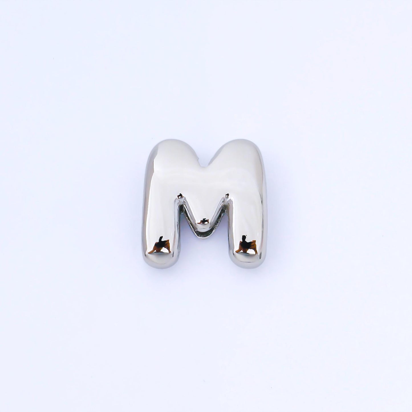Silver 20mm Personalized Cord Chubby Bubble Initial Letter Alphabet Bead A~Z (select 26 Letter) Alphabet | AF118 - AF130
