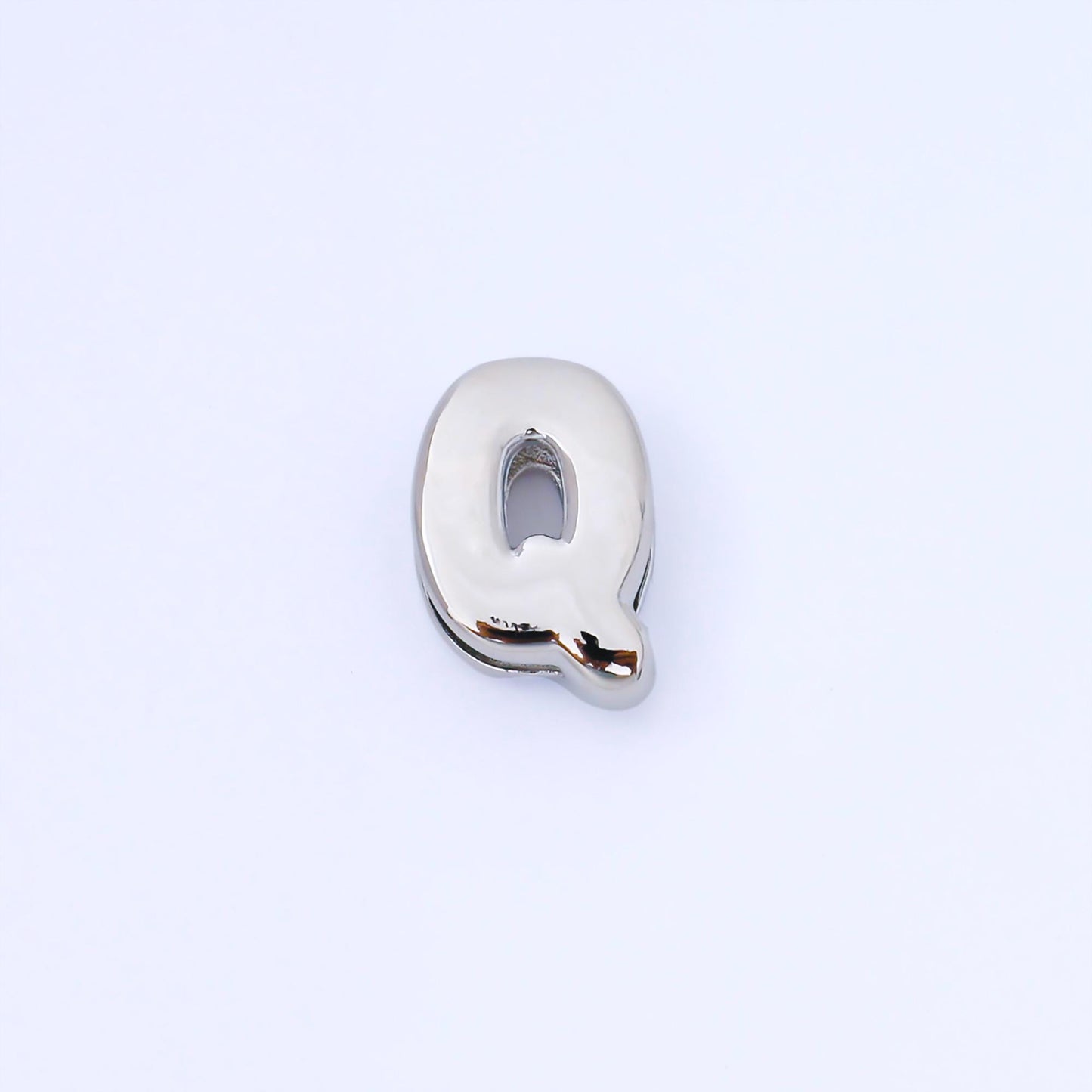 Silver 20mm Personalized Cord Chubby Bubble Initial Letter Alphabet Bead A~Z (select 26 Letter) Alphabet | AF118 - AF130