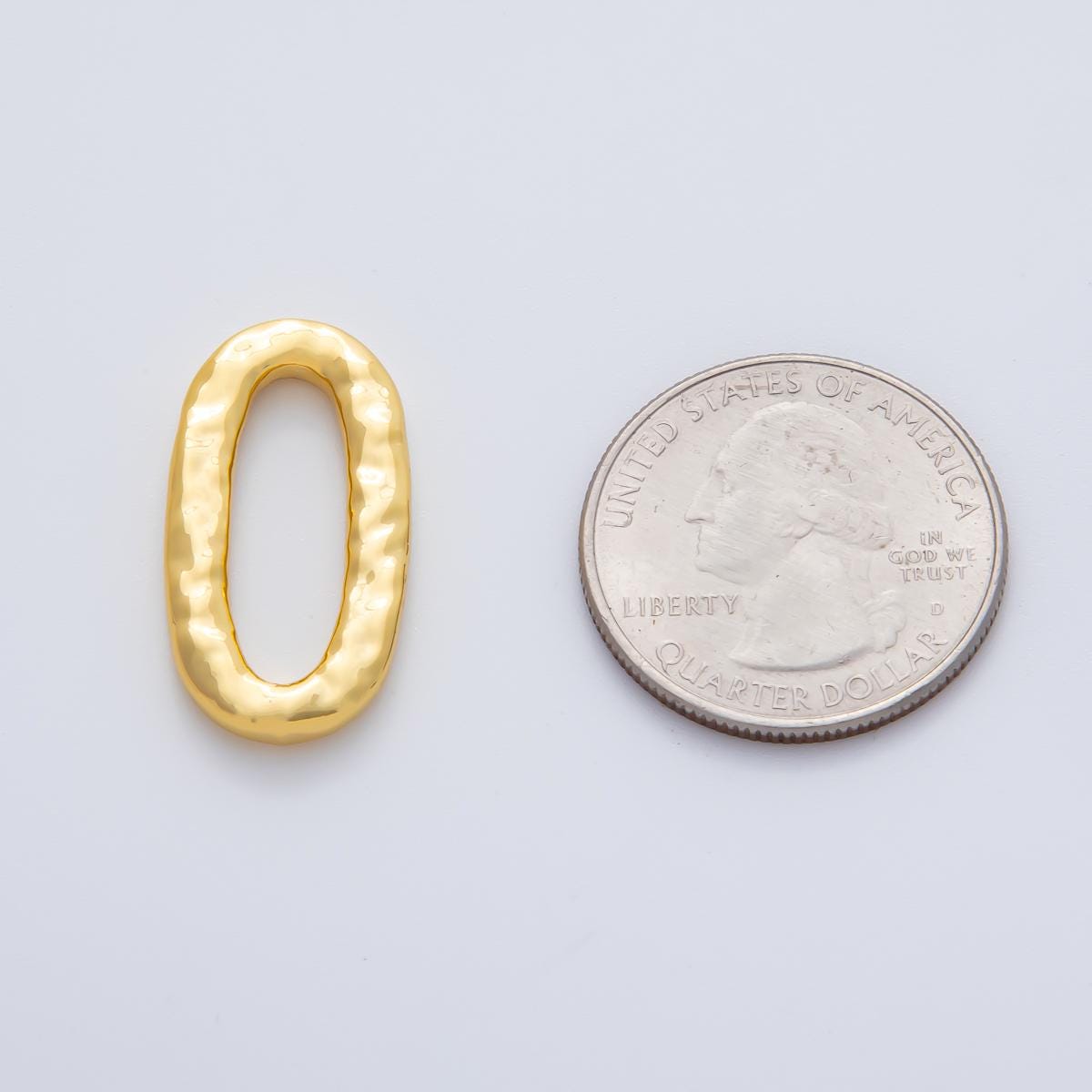 18K Gold Plated 26mm Hammered Long Oval Oblong Finding in Gold & Silver | Z1433