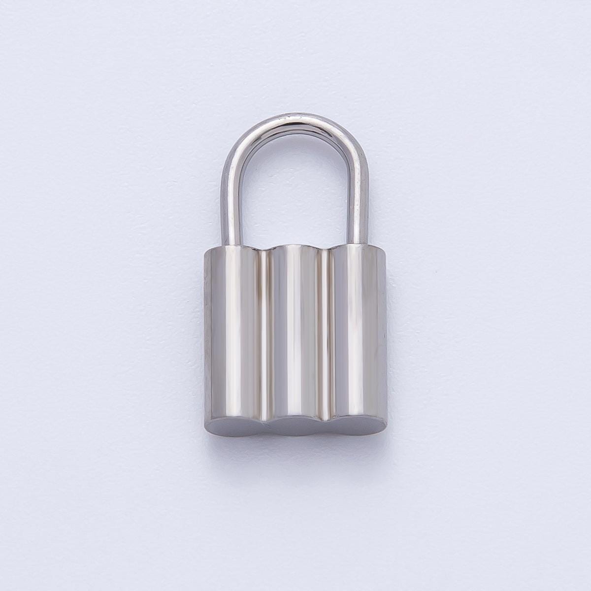 18K Gold Plated 17mm Padlock Triple Tube Finding in Gold & Silver | Z1435