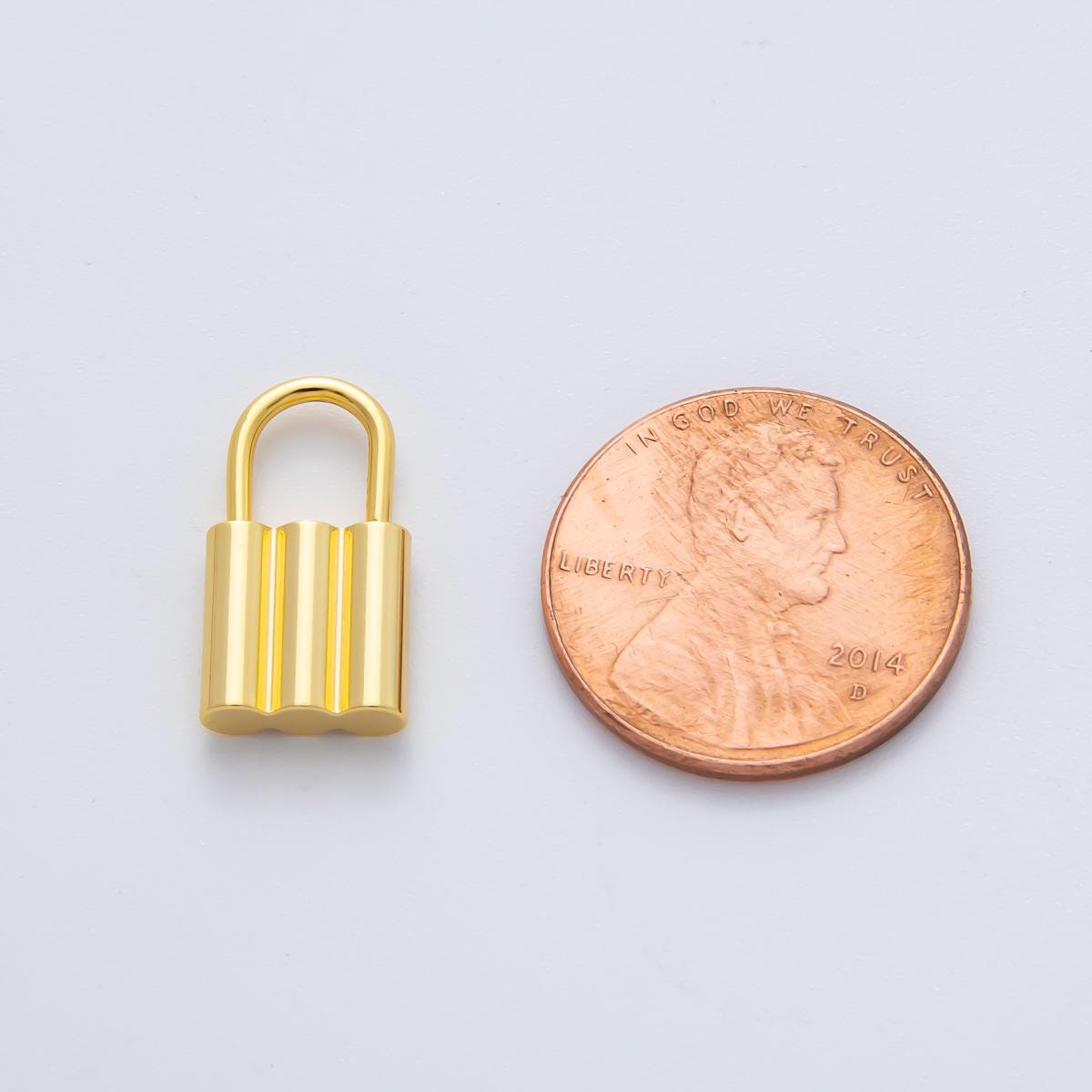 18K Gold Plated 17mm Padlock Triple Tube Finding in Gold & Silver | Z1435
