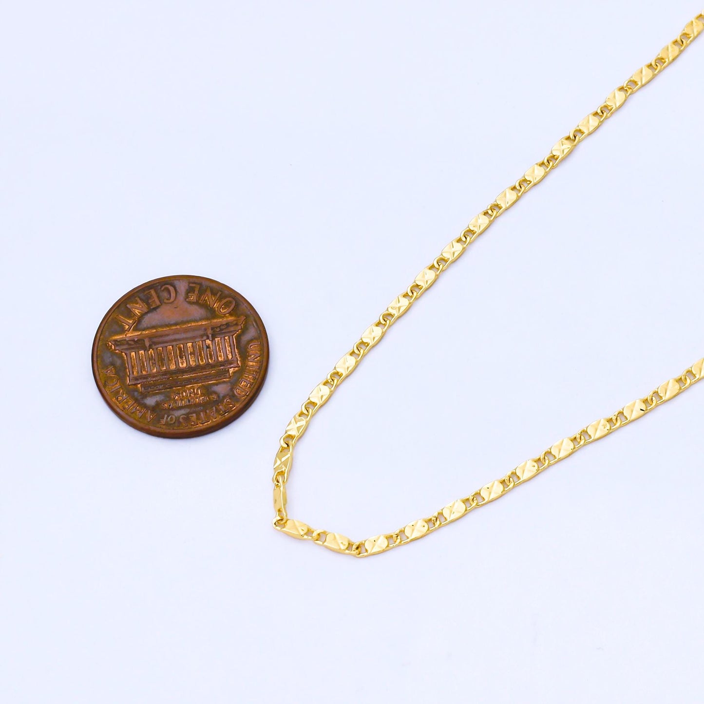 24K Gold Filled 1.8mm Dainty Edged Mariner Link Unfinished Chain by Yard Jewelry making and supply Necklace Findings wholesale | Roll-1994