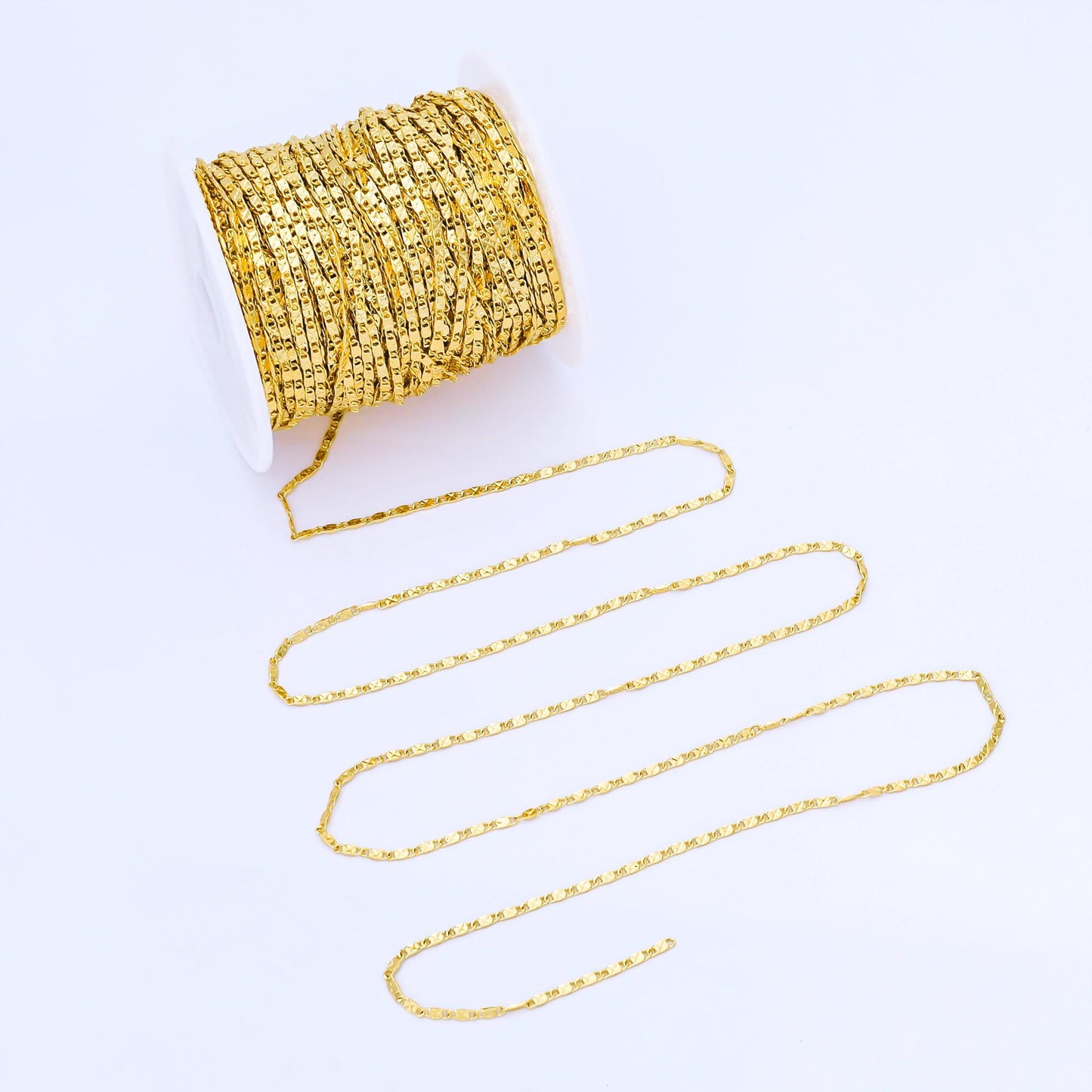 24K Gold Filled 1.8mm Dainty Edged Mariner Link Unfinished Chain by Yard Jewelry making and supply Necklace Findings wholesale | Roll-1994