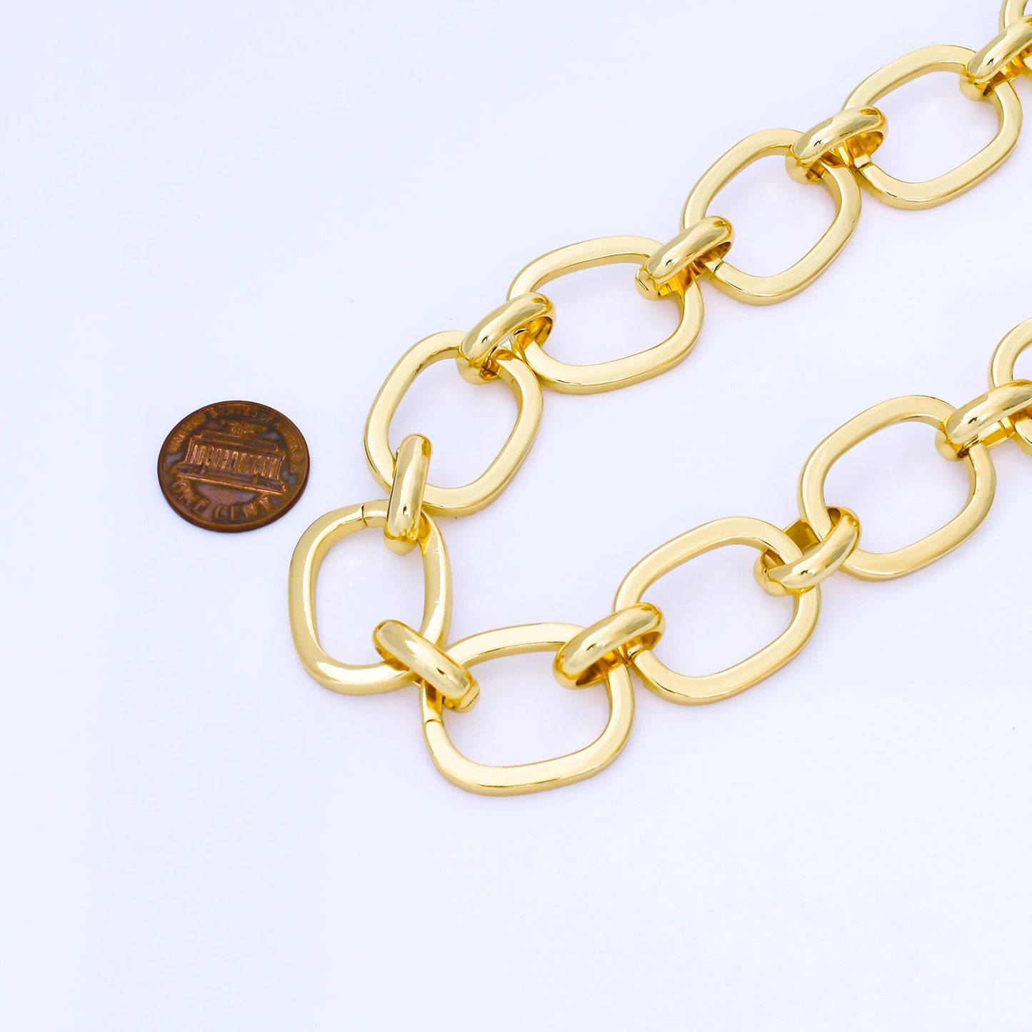 24K Gold Filled 20mm Minimalist Cable Unfinished Chain by Yard Jewelry making and supply Necklace Findings wholesale | Roll-1750