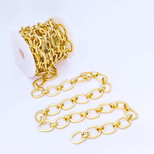 24K Gold Filled 20mm Minimalist Cable Unfinished Chain by Yard Jewelry making and supply Necklace Findings wholesale | Roll-1750