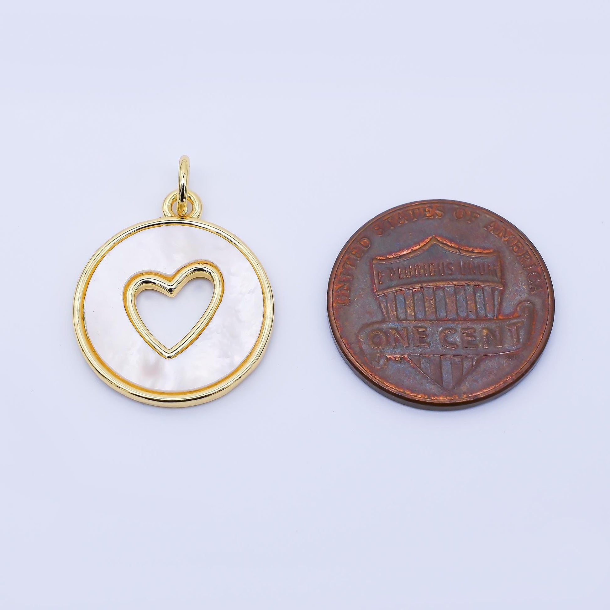 24K Gold Filled 19.5mm White Shell Pearl Open Heart Love Charm DIY Jewelry Making Supply for Dainty Necklace or Earring | AF1621